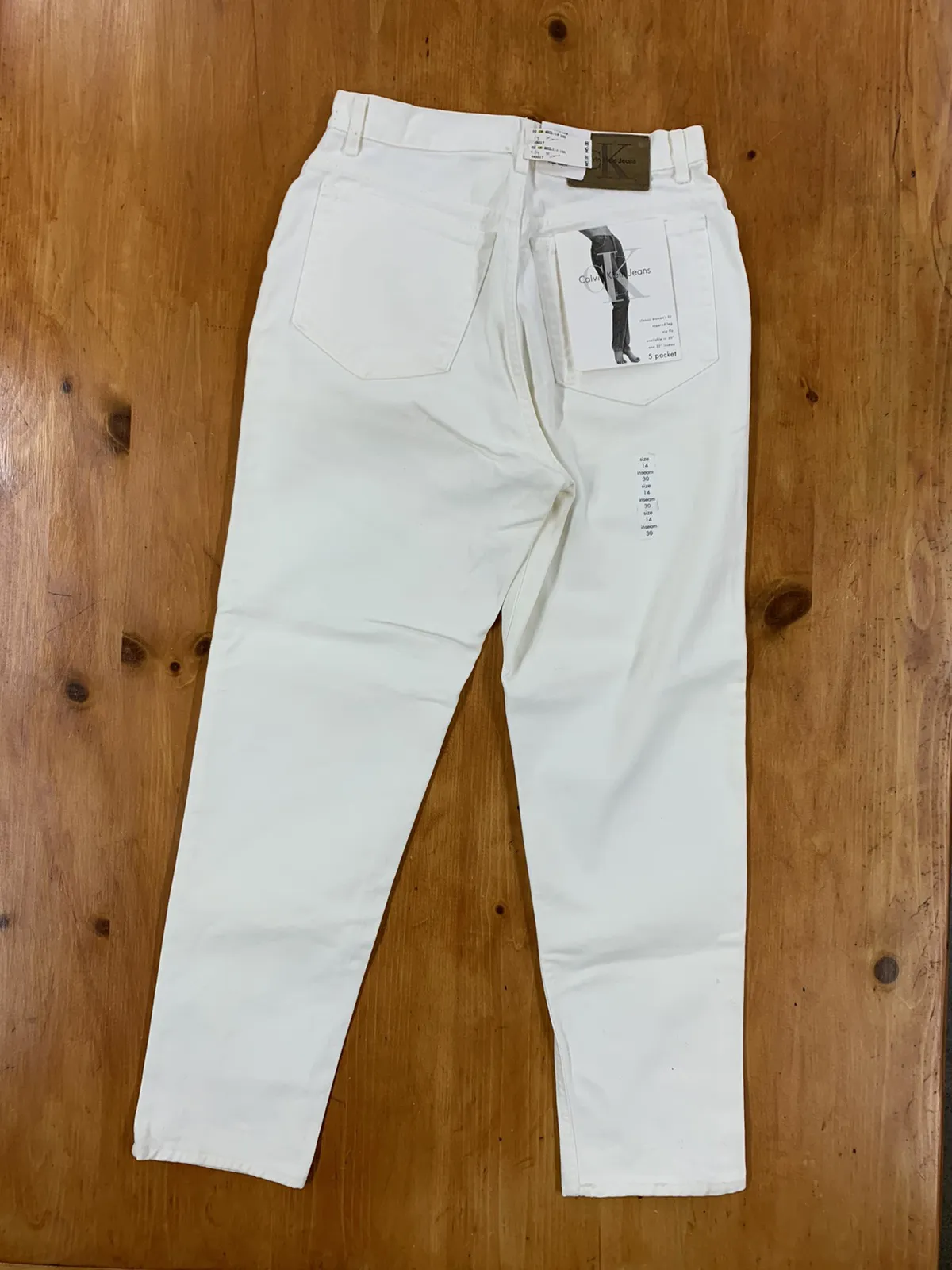 Vintage 1999s Calvin Klein White Jeans Size 14