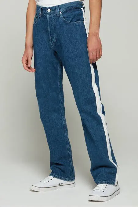 calvin klein stripe straight jeans