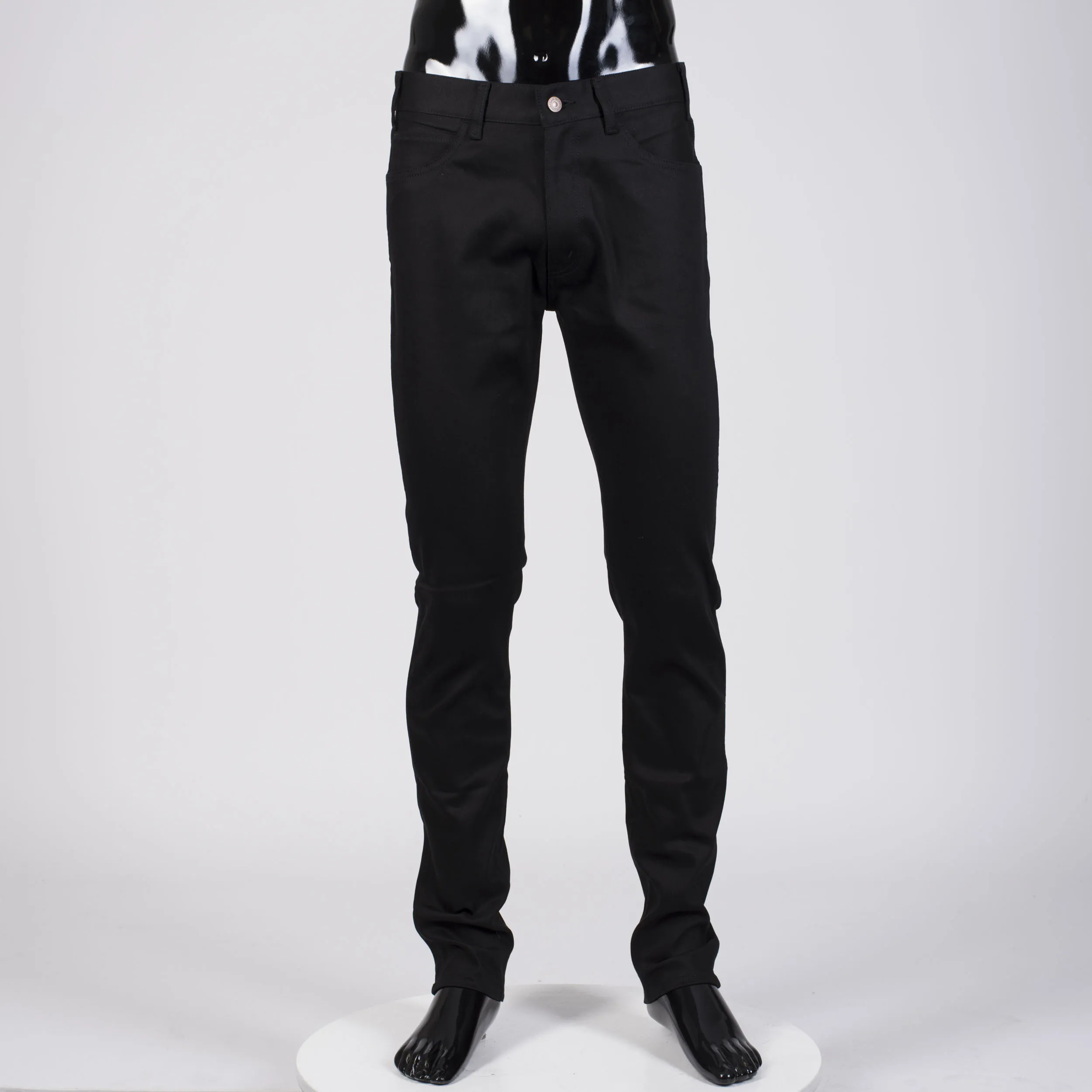 Mid Waist Skinny Jeans In Black Japanese Stretch Denim 31