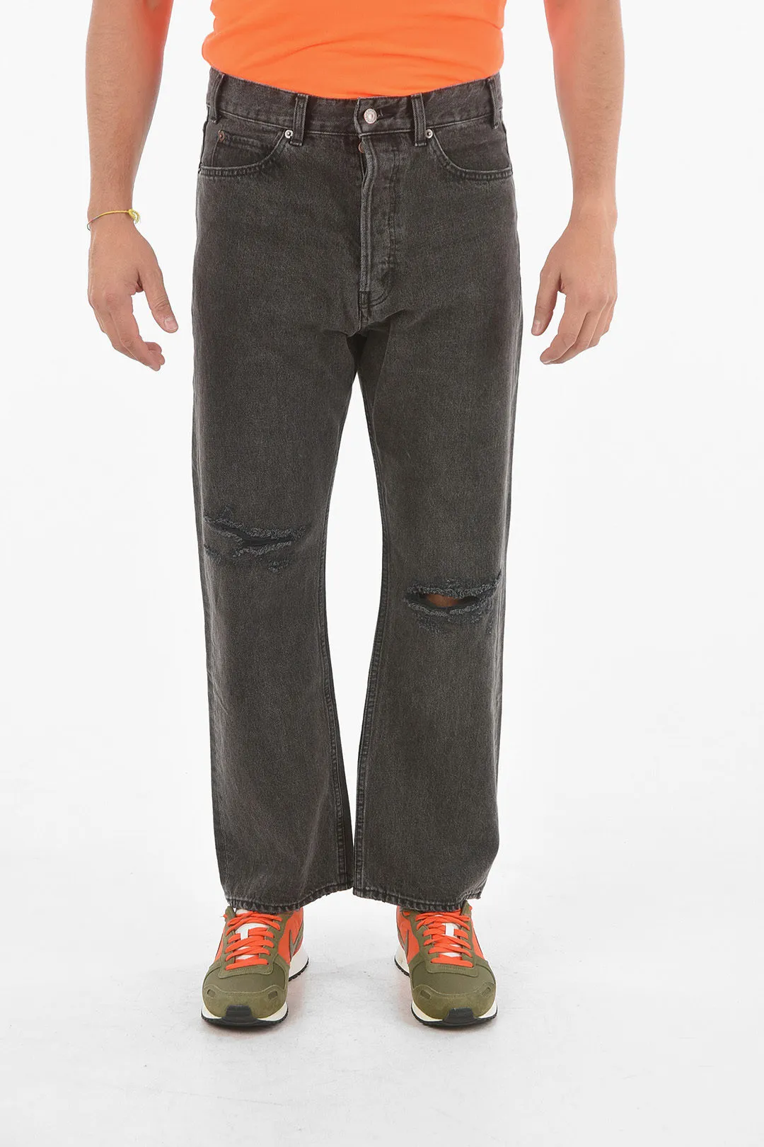 Celine 5 Pocket Bootcut Distressed Denim Jeans