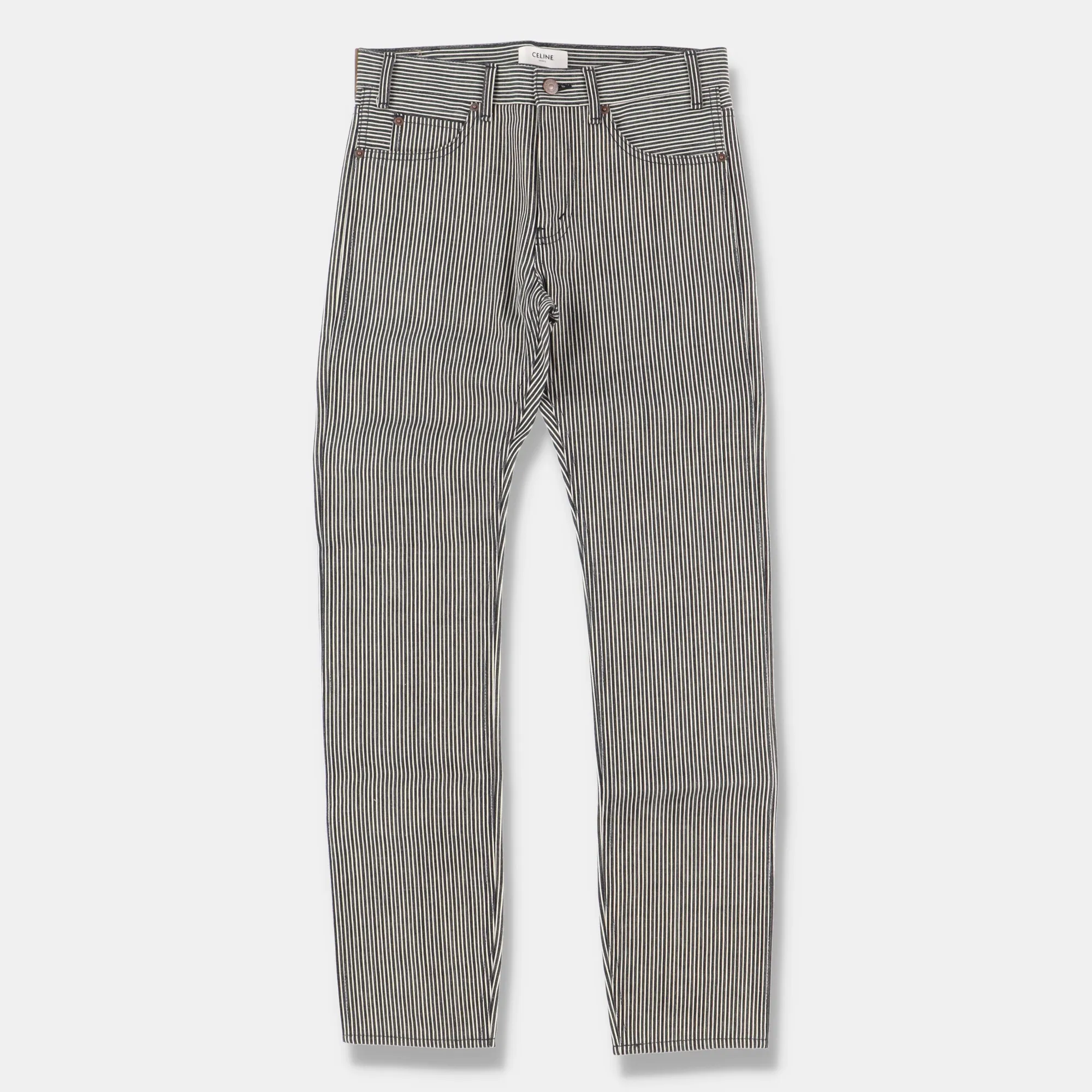 Black and White Slim Jeans in Hickory Denim