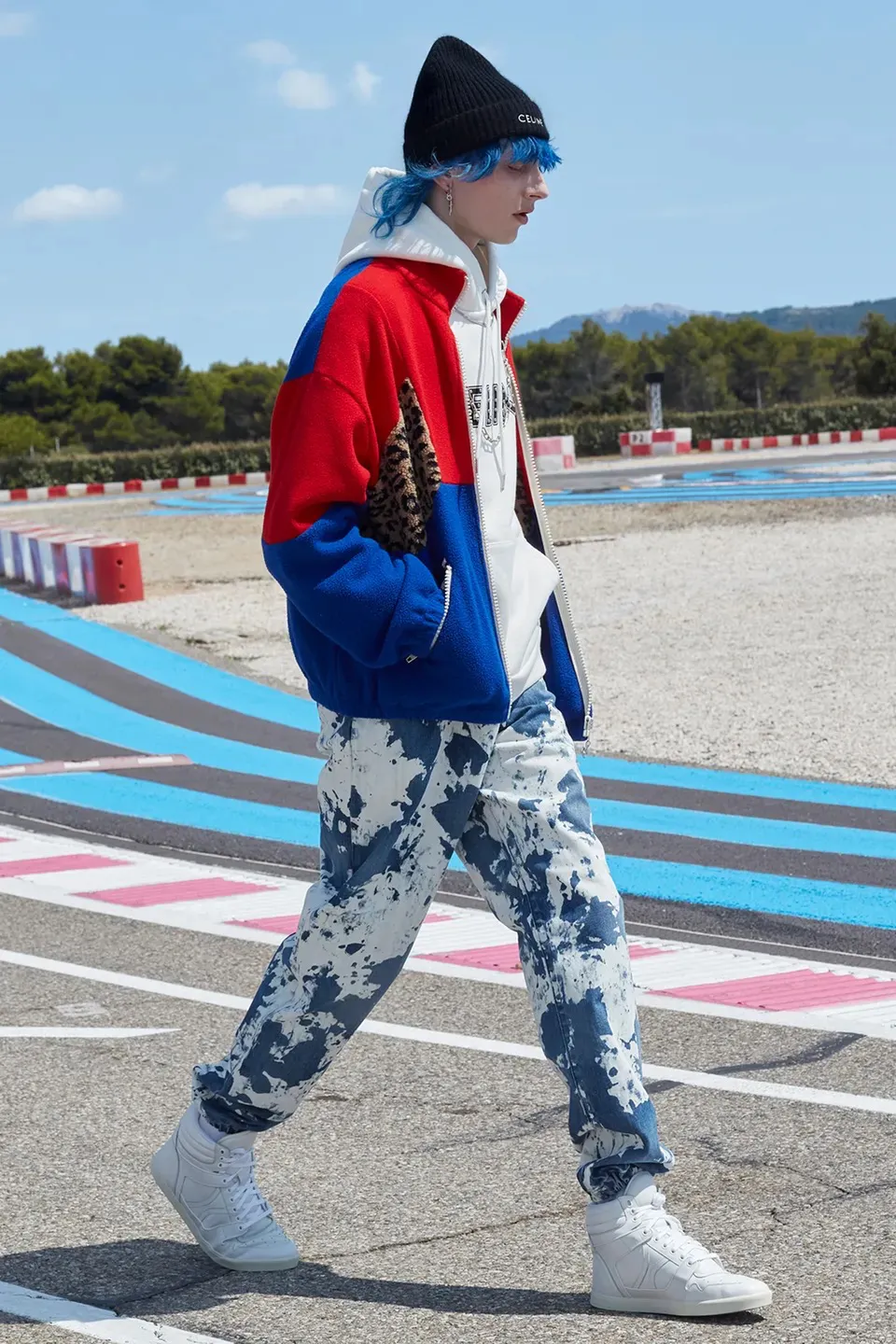 SS21 Celine ‘the dancing kid’ slim bleach camo jeans x Hedi
