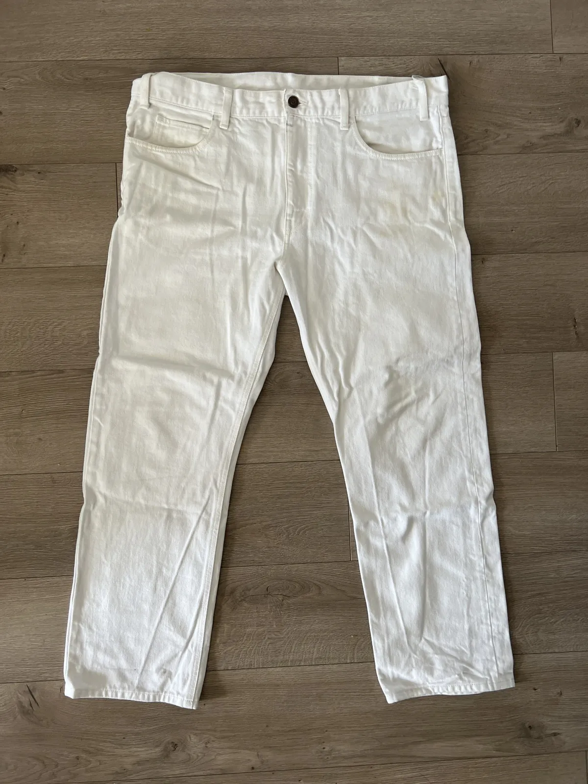 White Denim Straight Cut Pants
