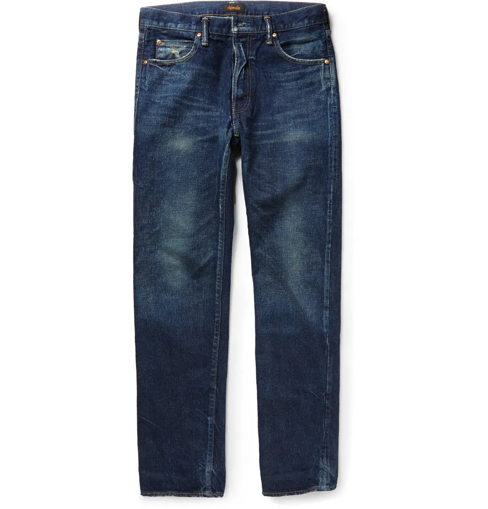 Slim-Fit Selvedge Washed-Denim Jeans SS15