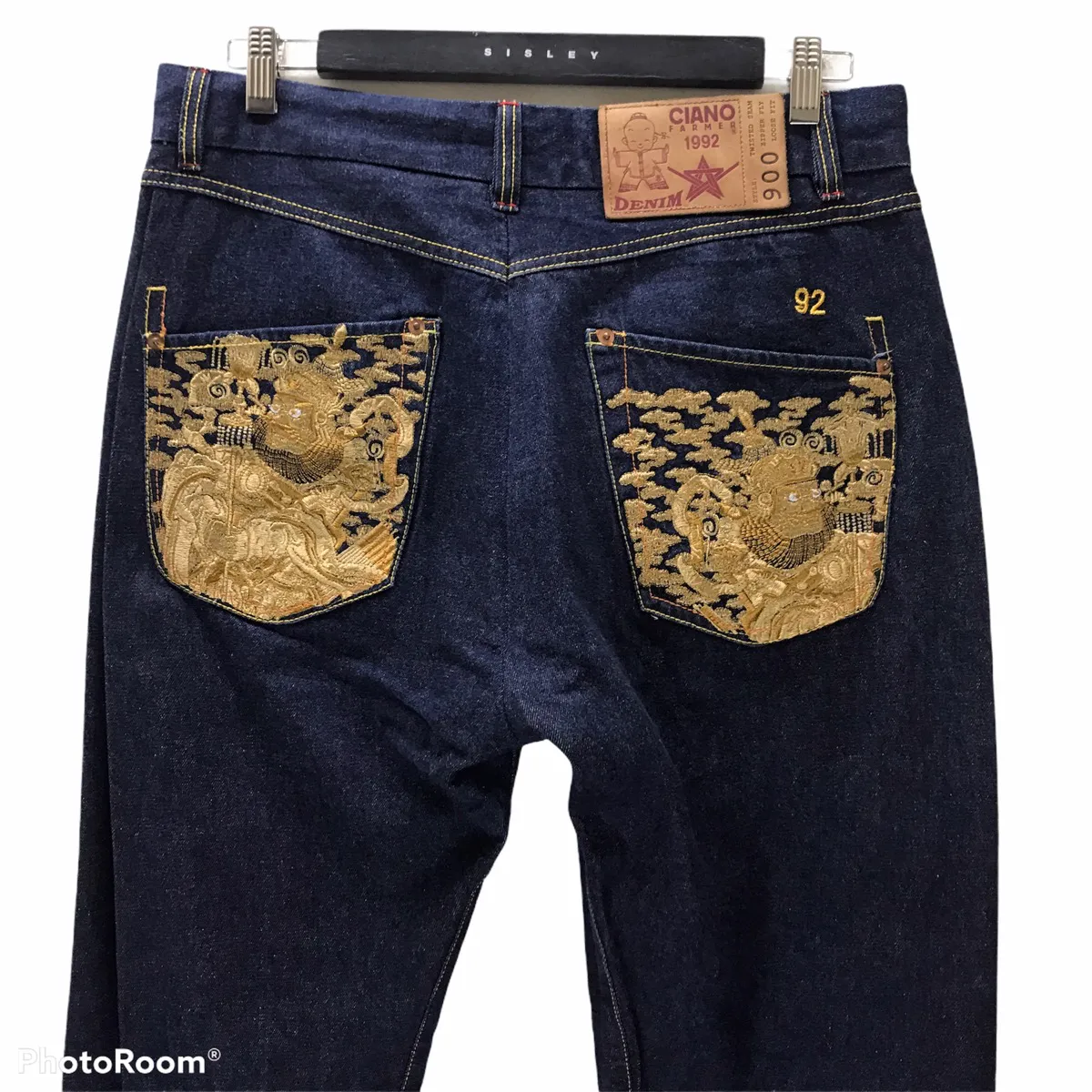 Ciano Farmer Denim Embroidery Dragon Emperor's