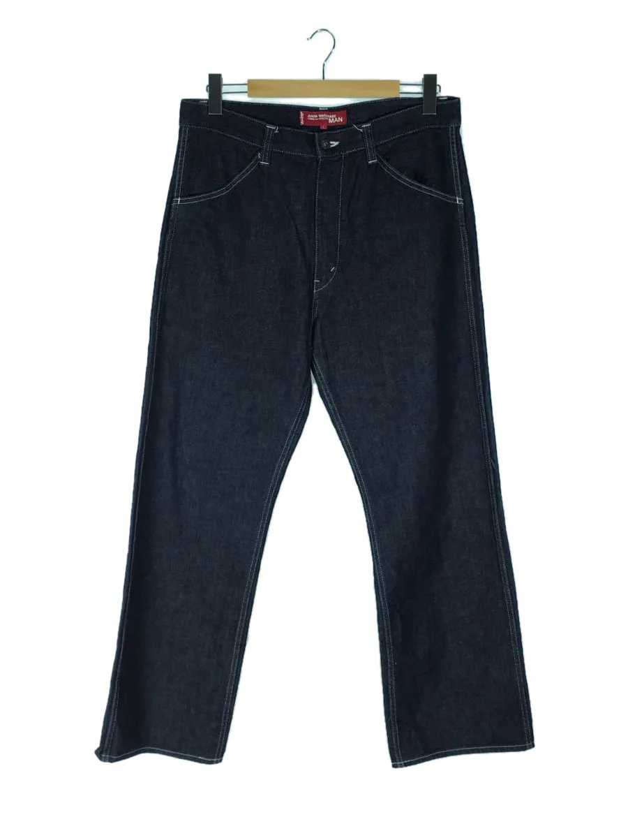 Denim Navy Back Pocket Design Cinch Pants
