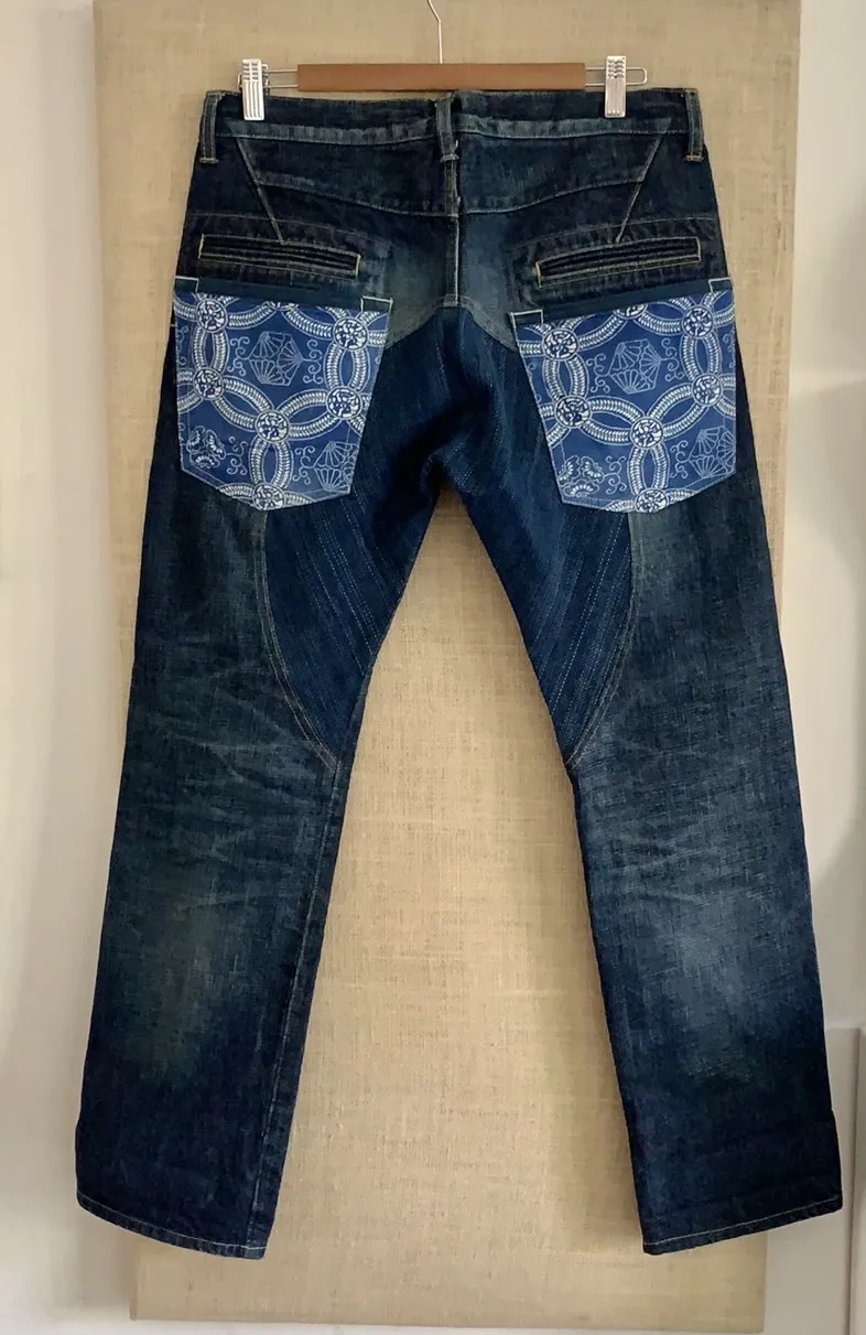Junya watanabe double scarf pocket segment salvage jeans
