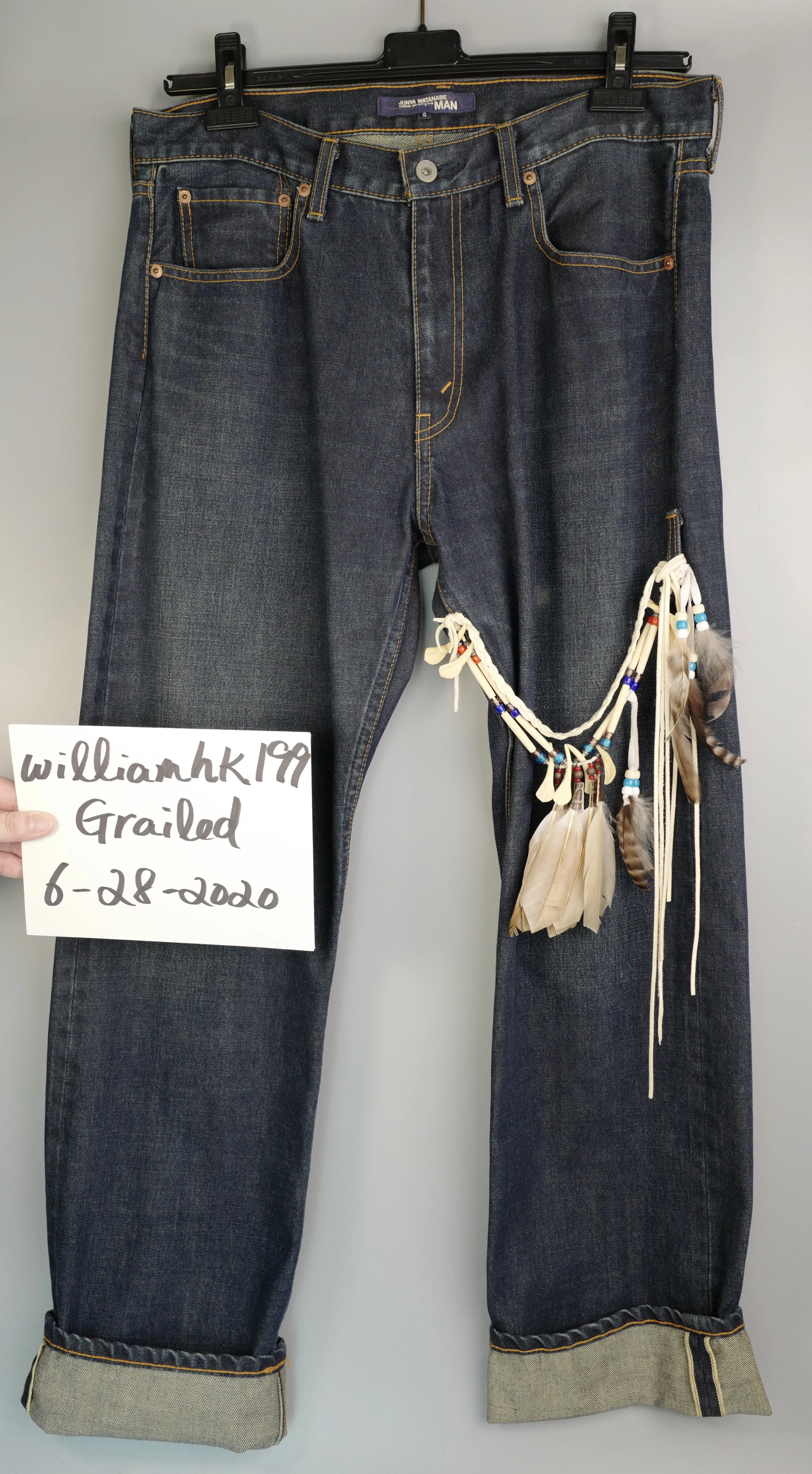 JUNYA WATANABE Men Jeans with Feather Accessories