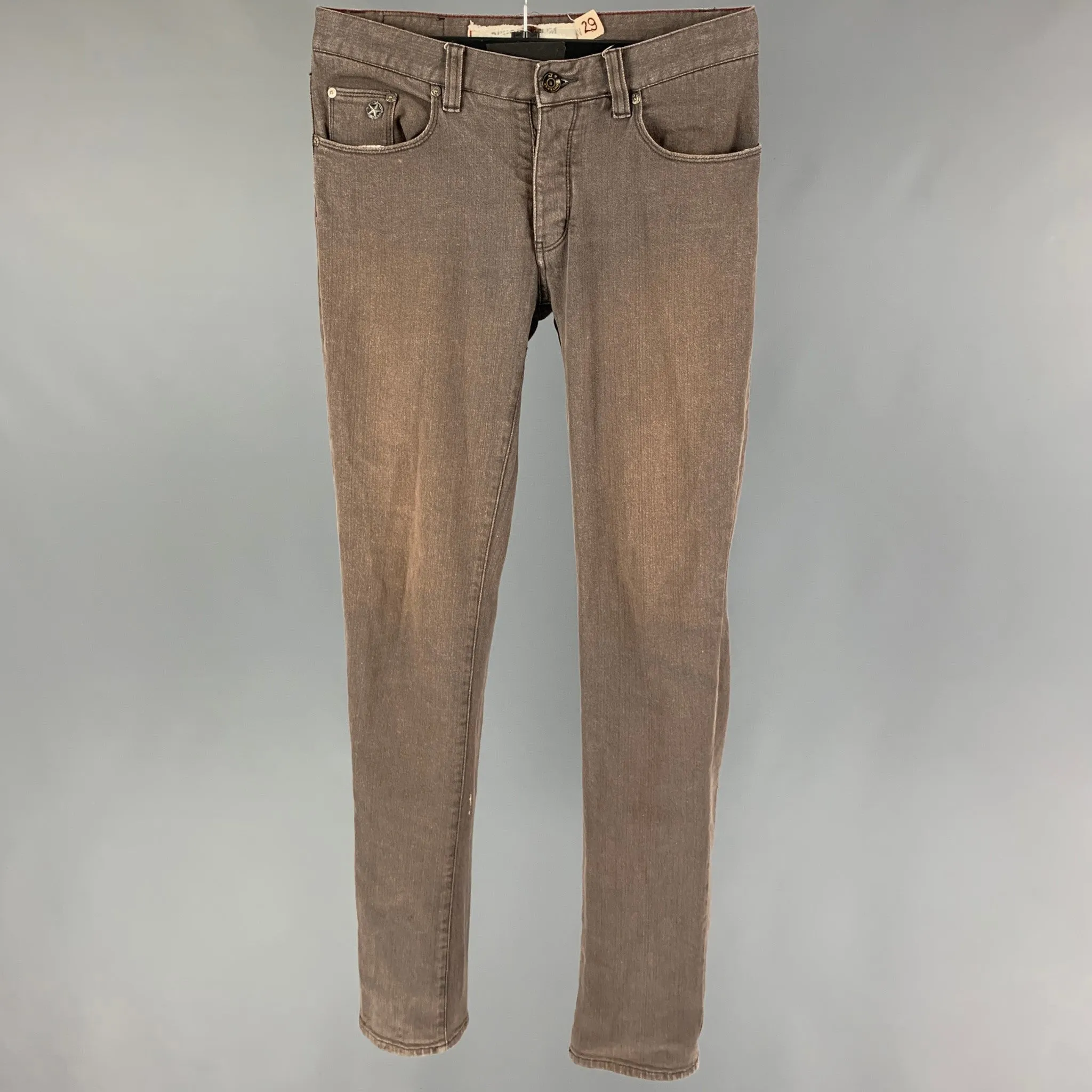 Brown Cotton Slim Jeans