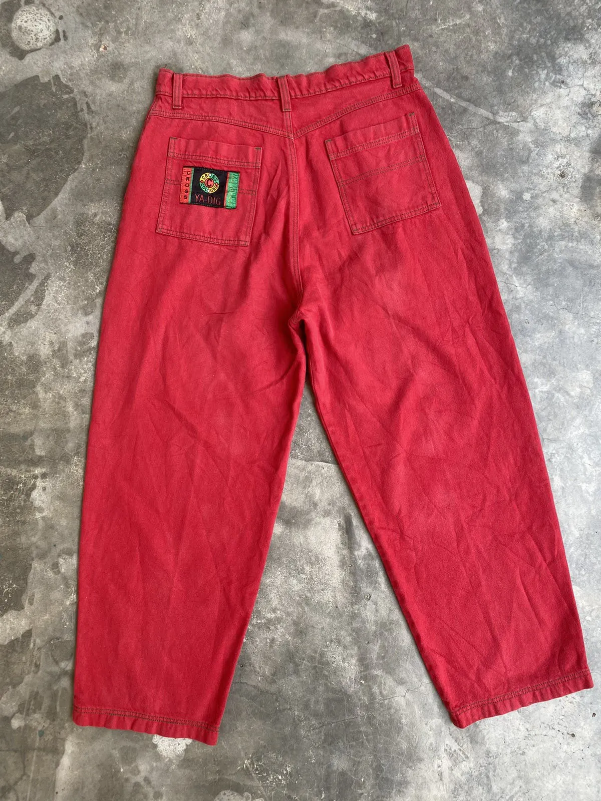 vintage rare and beautiful ya-dig green stitching baggy pant