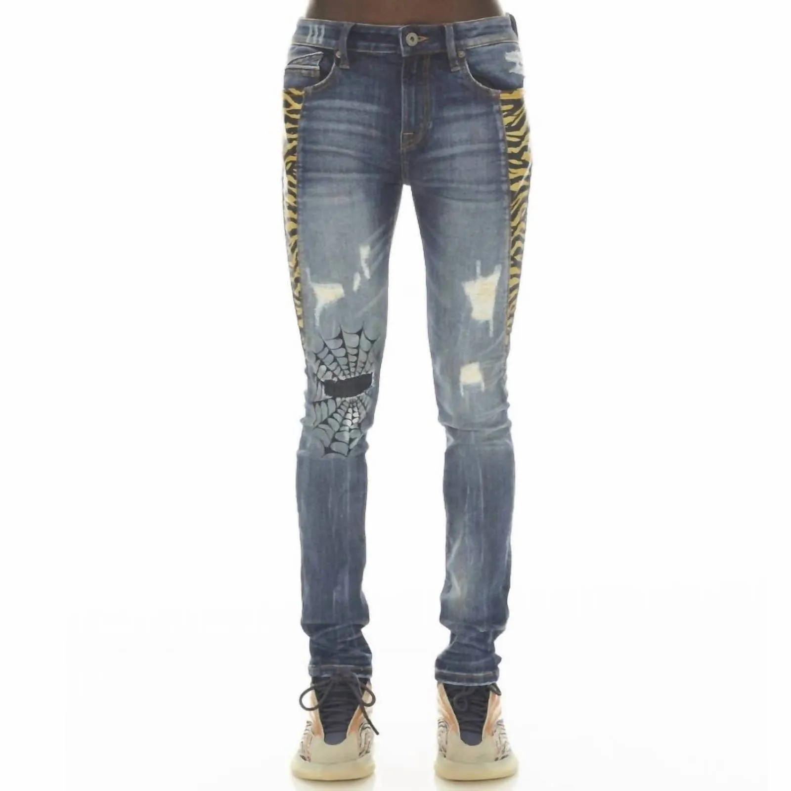 Men's Punk Super Skinny Denim In Tiger