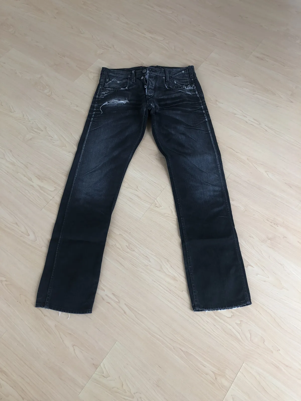 Cycle black distressed denim archive