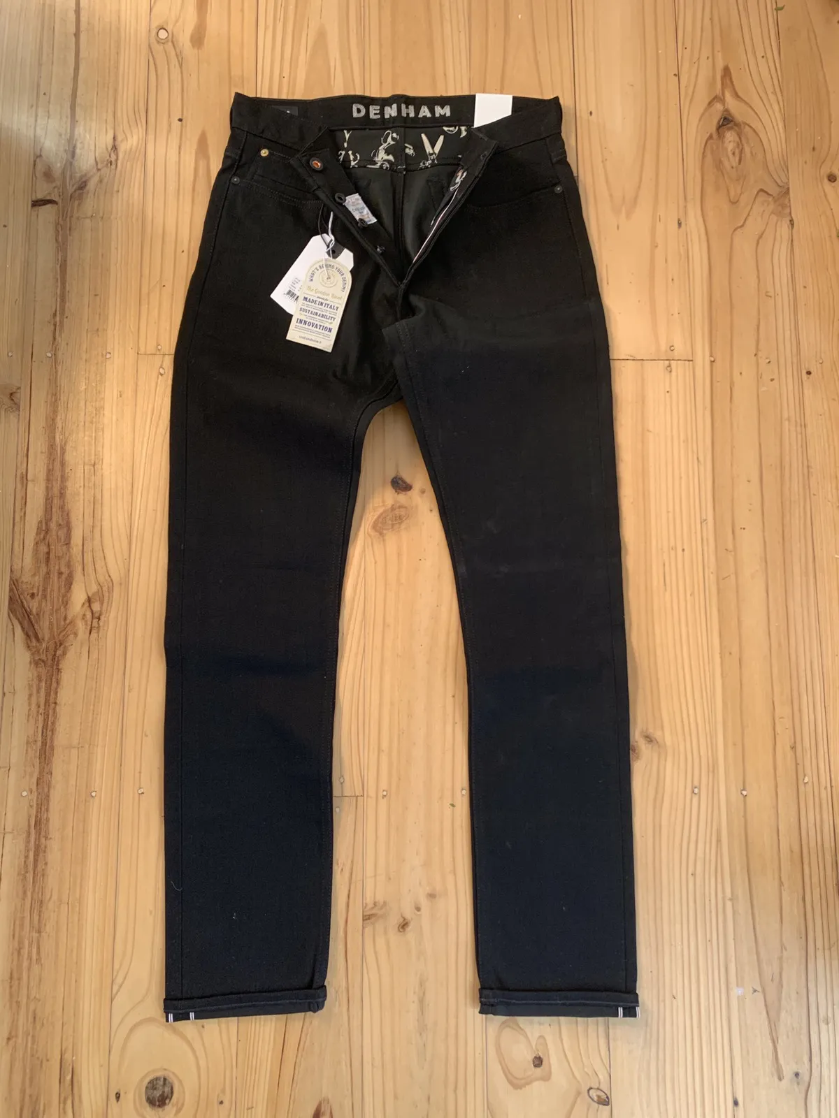 Denham razor Italian selvedge black jeans sample 32