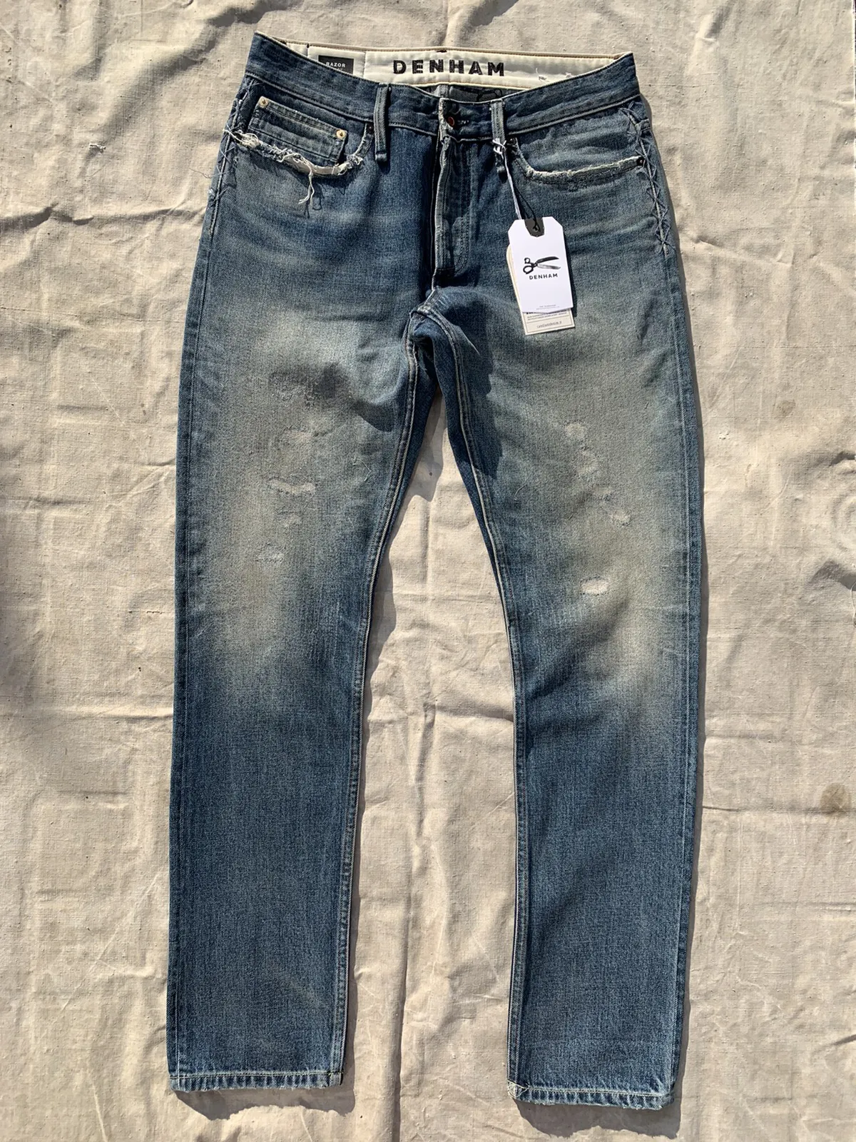 Denham Razor Distressed Selvedge Denim Jeans