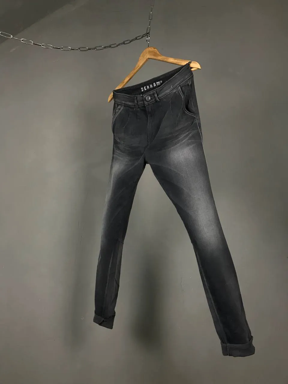 Denham luxury street fashion designer gray jeans