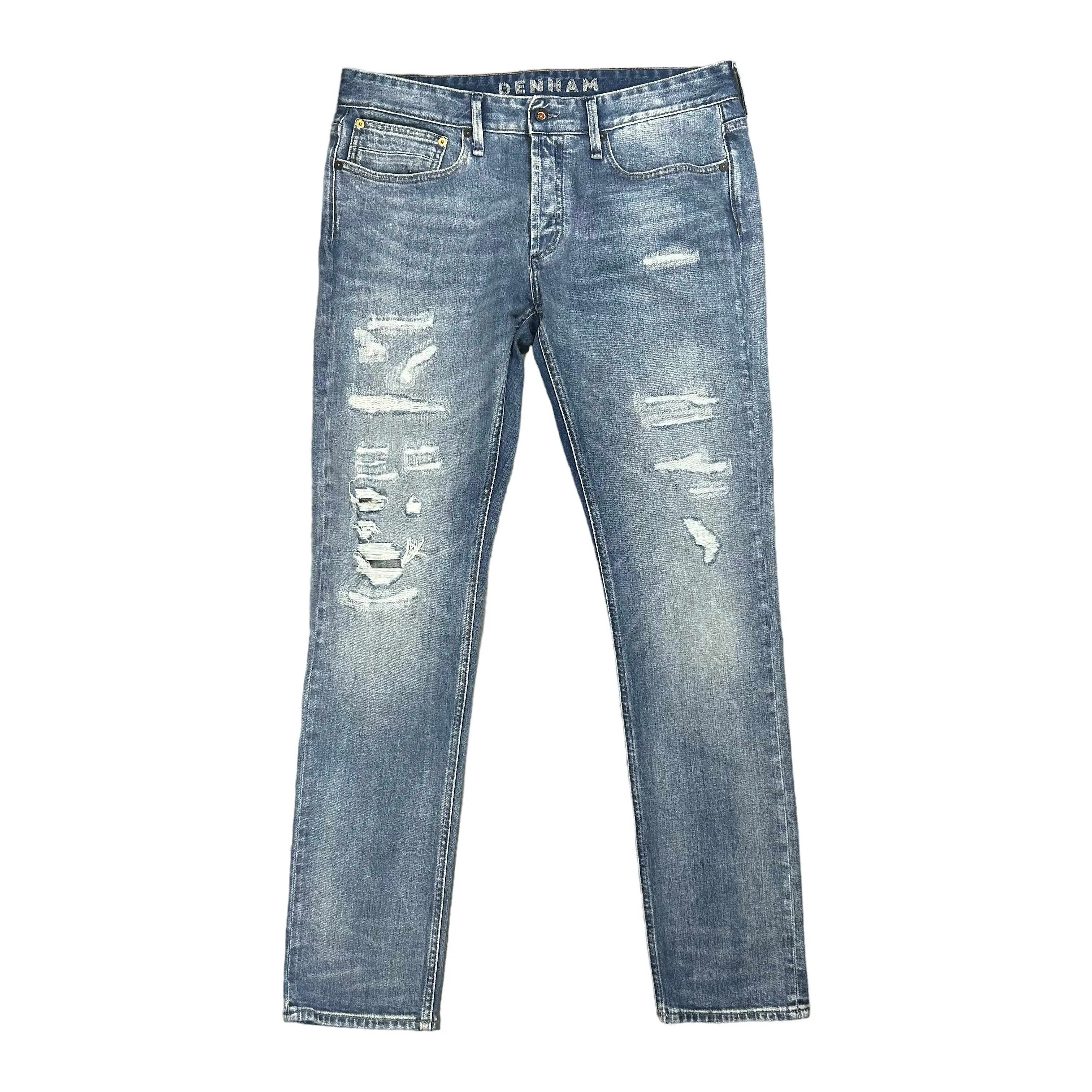 Denham Razor Slim Tapered Blue Distressed Denim Jeans W36L34