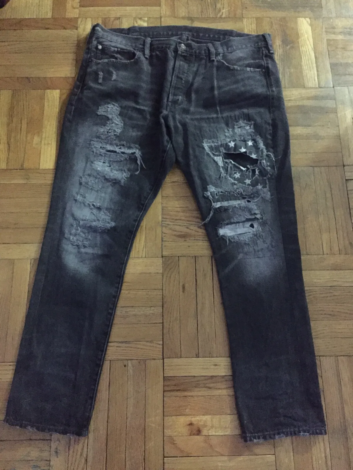 Distressed Flag Jeans