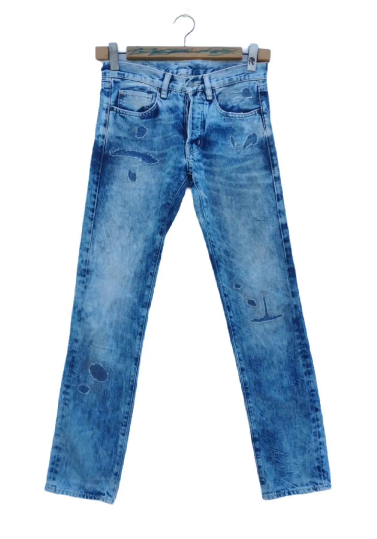 Acidwashed Pacthwork Boro Skinny Denim Jean