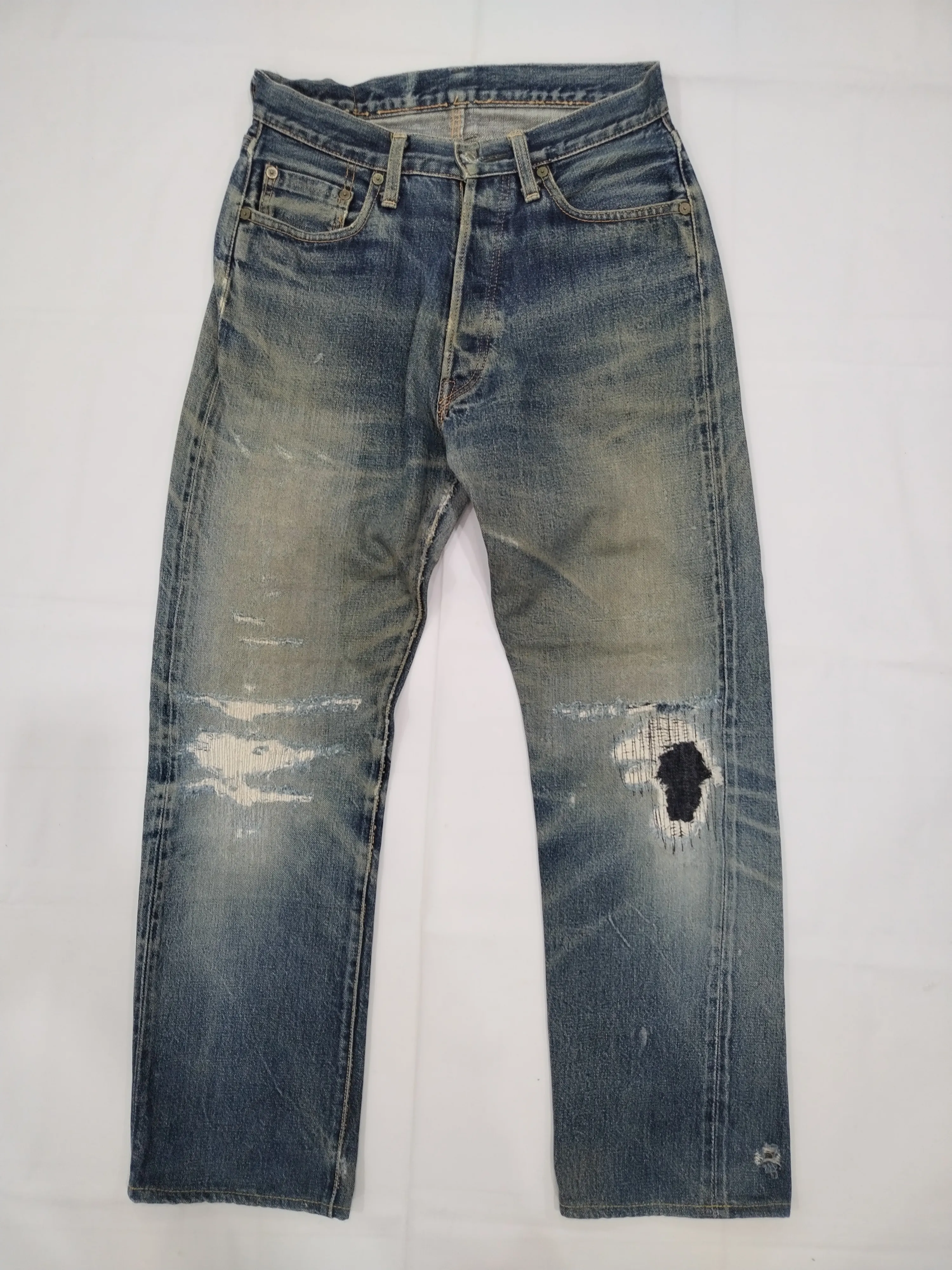 Reworked DENIME Leather Patch Selvedge Jeans