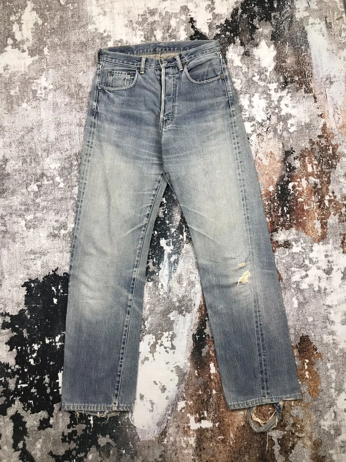 Vintage Denime Japan Light Wash Selvedge Distressed Jeans