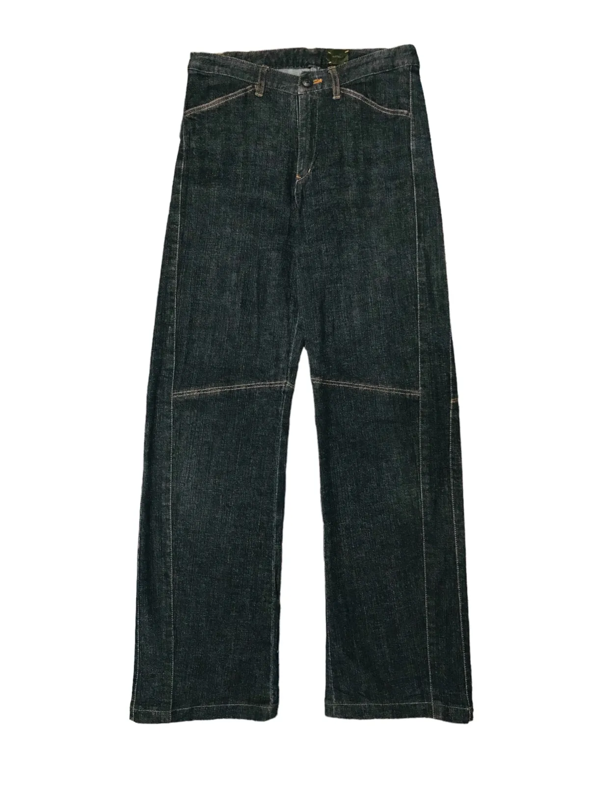 VINTAGE INBREED JAPAN DENIM LEATHER POCKET DOUBLE KNEE STYL