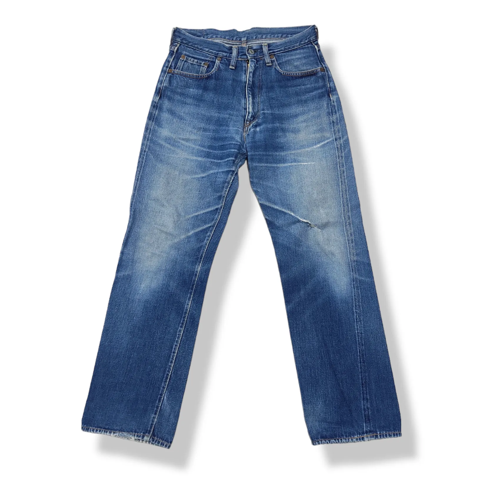 Denime Selvedge Line Distressed Blue Jeans Pants