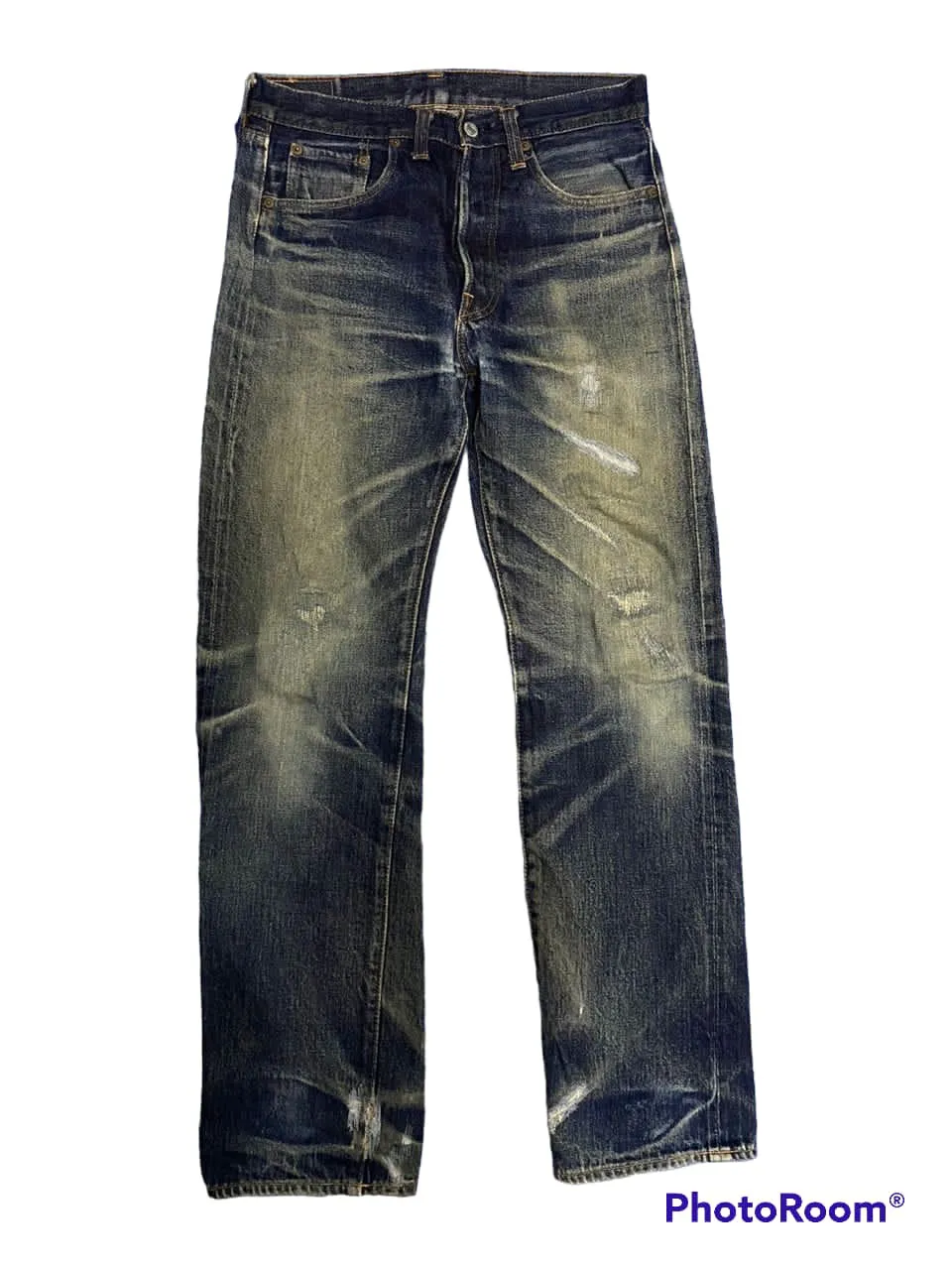 DENIME Distressed Selvedge Jeans