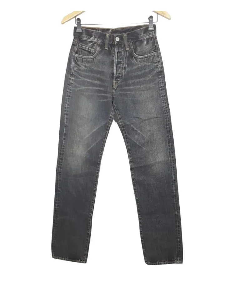DENIME Charcoal High Rise Fly Button Denim Jean