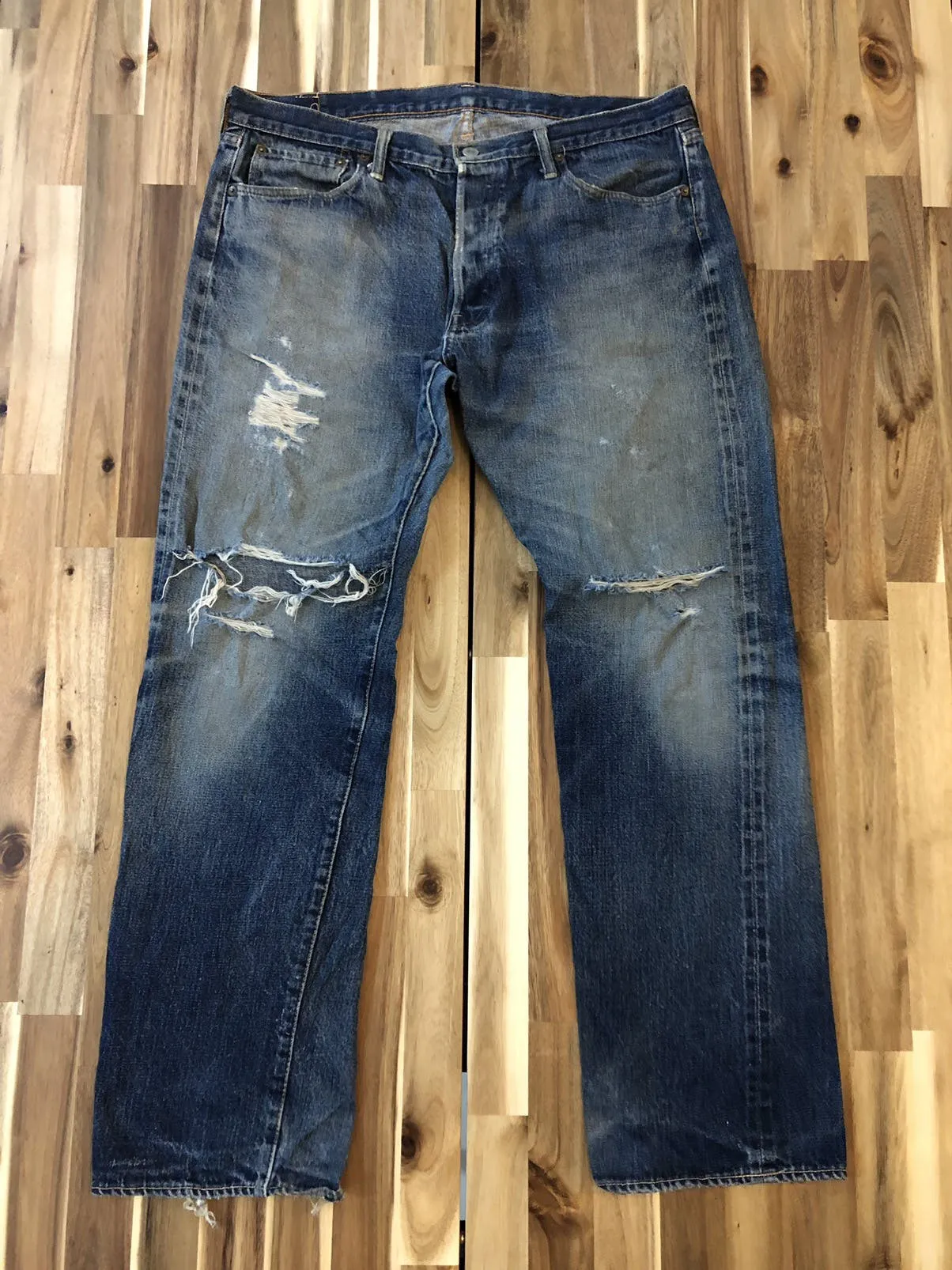 Denime Selvedge Distressed Denim Jeans