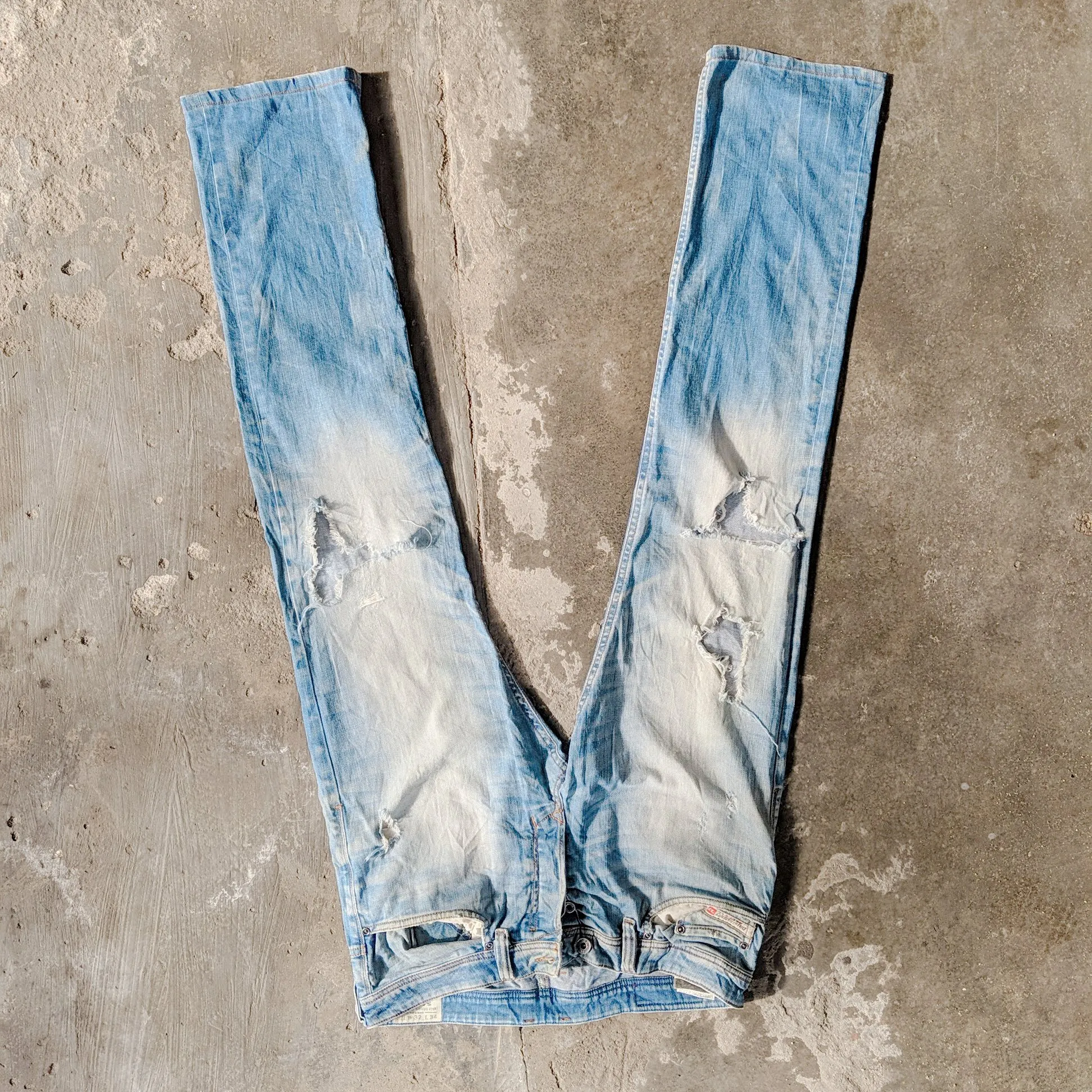 Diesel Industry Distressed Faded Button ZipTrousers Pants