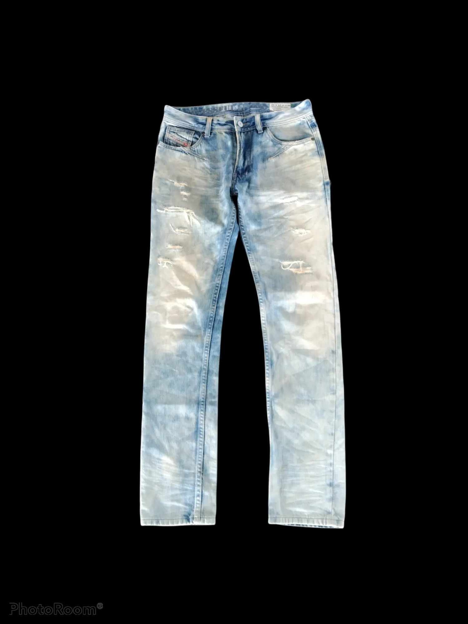 SUPER SICK⚡DISTRESSED BLEACHED RIPED DIESEL SHIONER PANTS