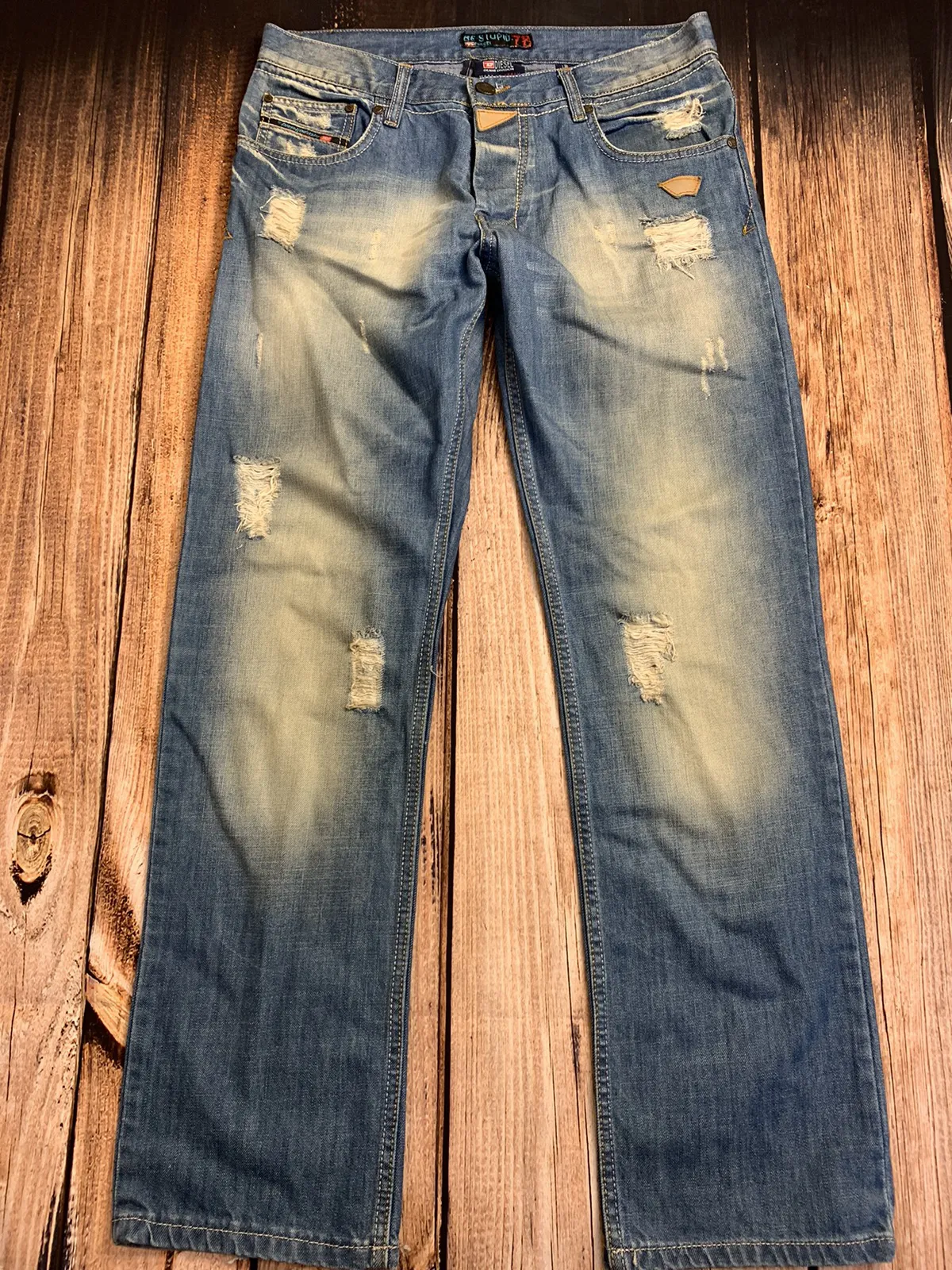 Vintage pants Diesel y2k distressed wash denim