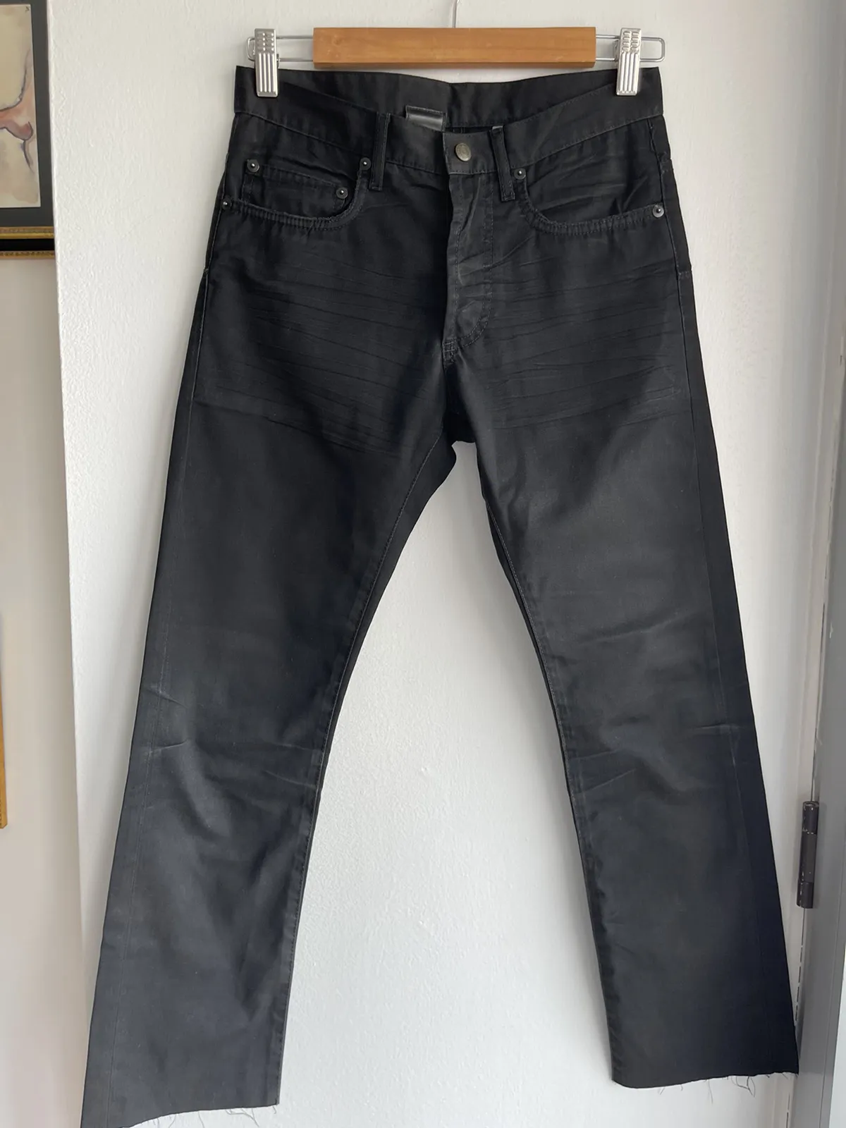 Dior Homme 05 Black Cropped Raw Hem Denim Jeans