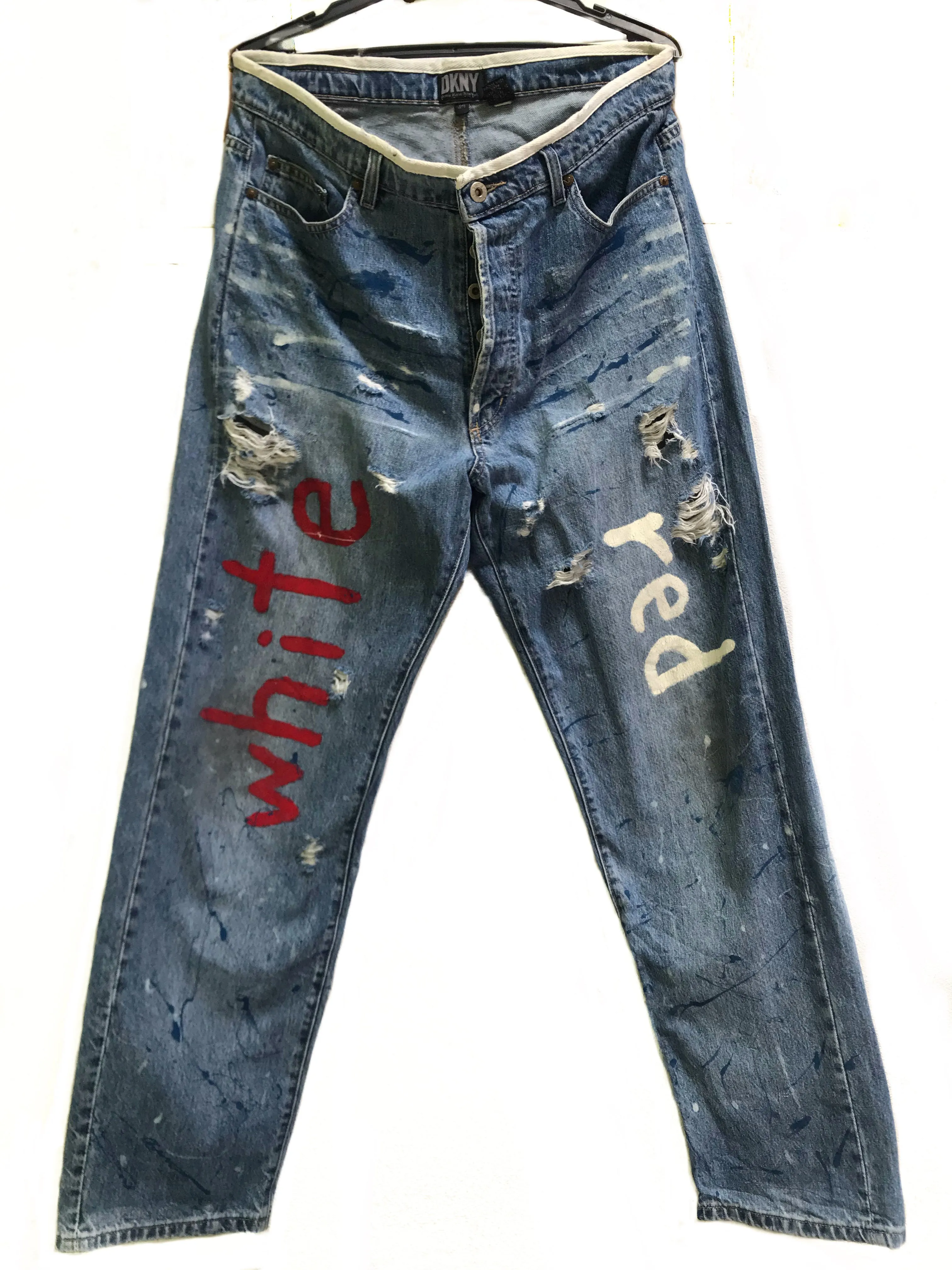 Donna Karan New York Distressed Splash Paints denim Pants