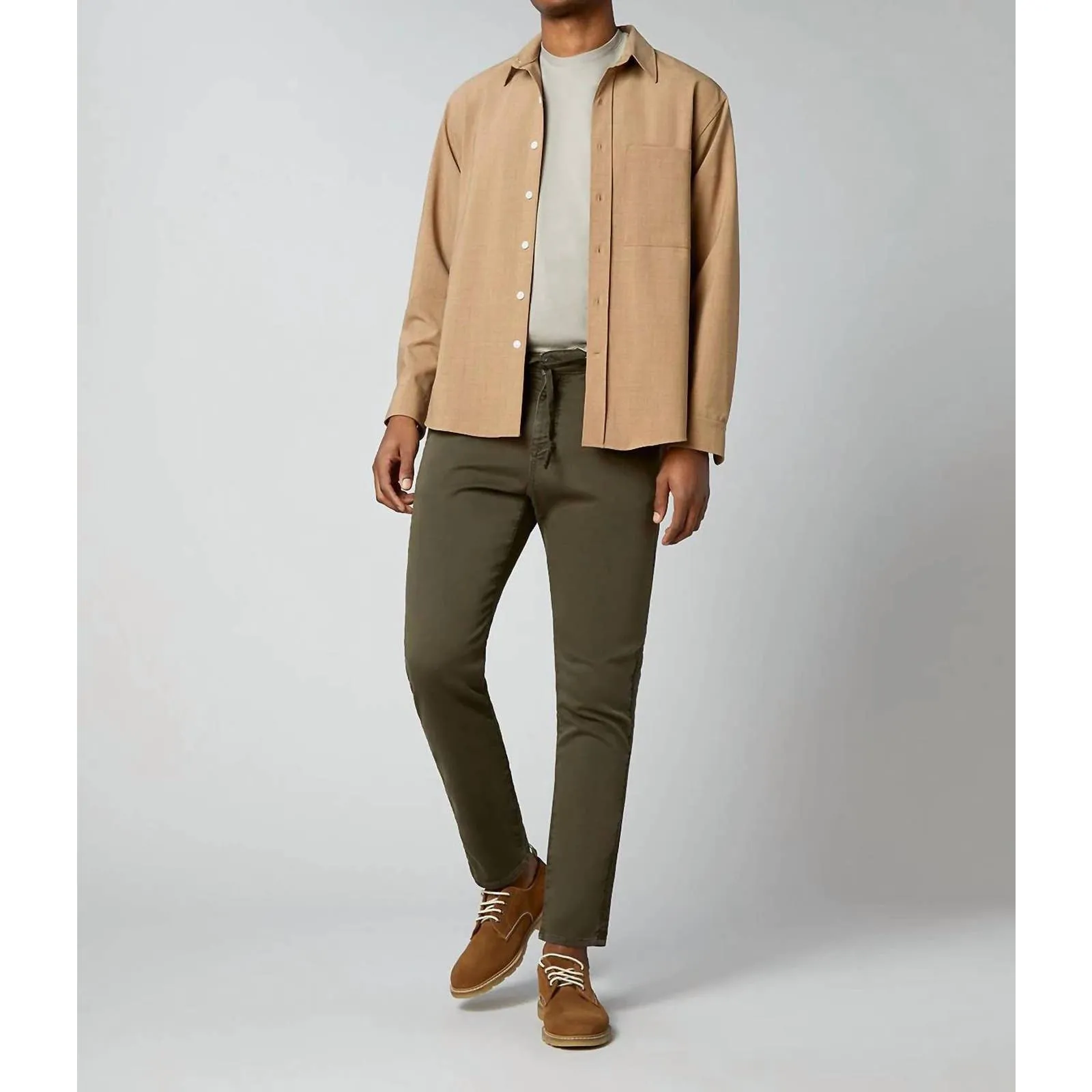 Jay Track Chino Pant In Army Green Stripe