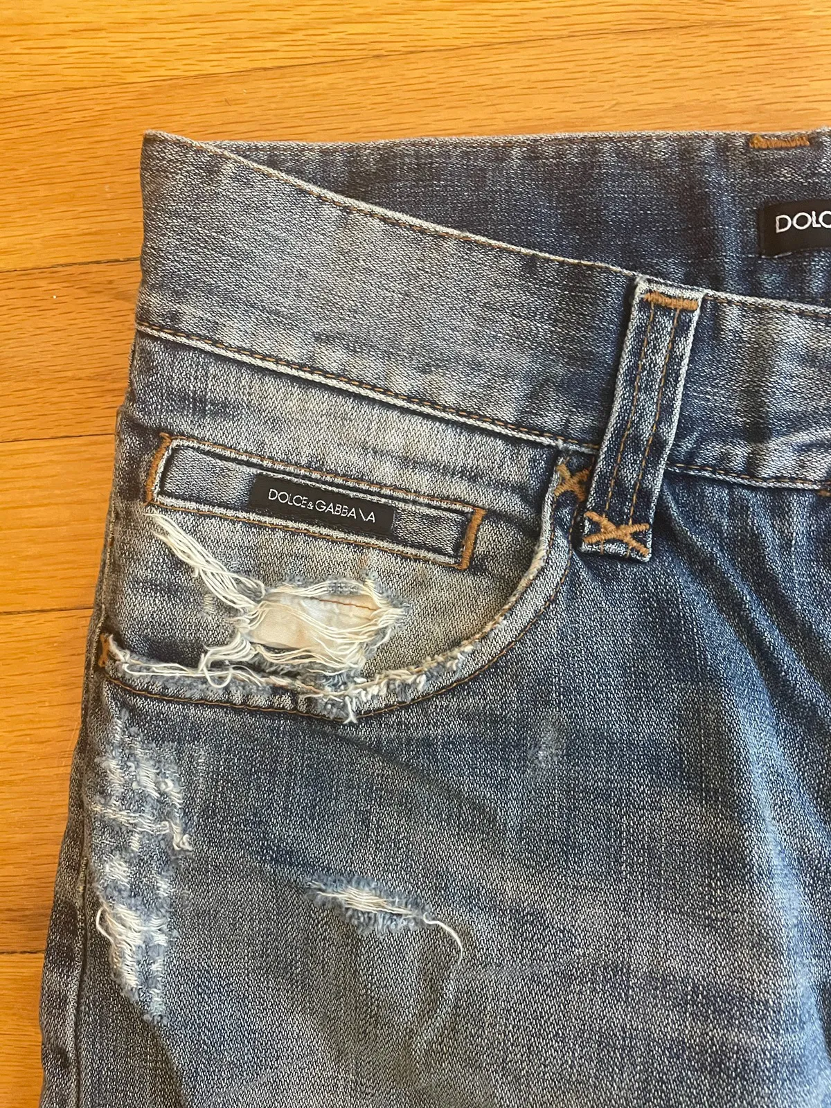 Dolce Gabanna distressed Gold Plated Jean