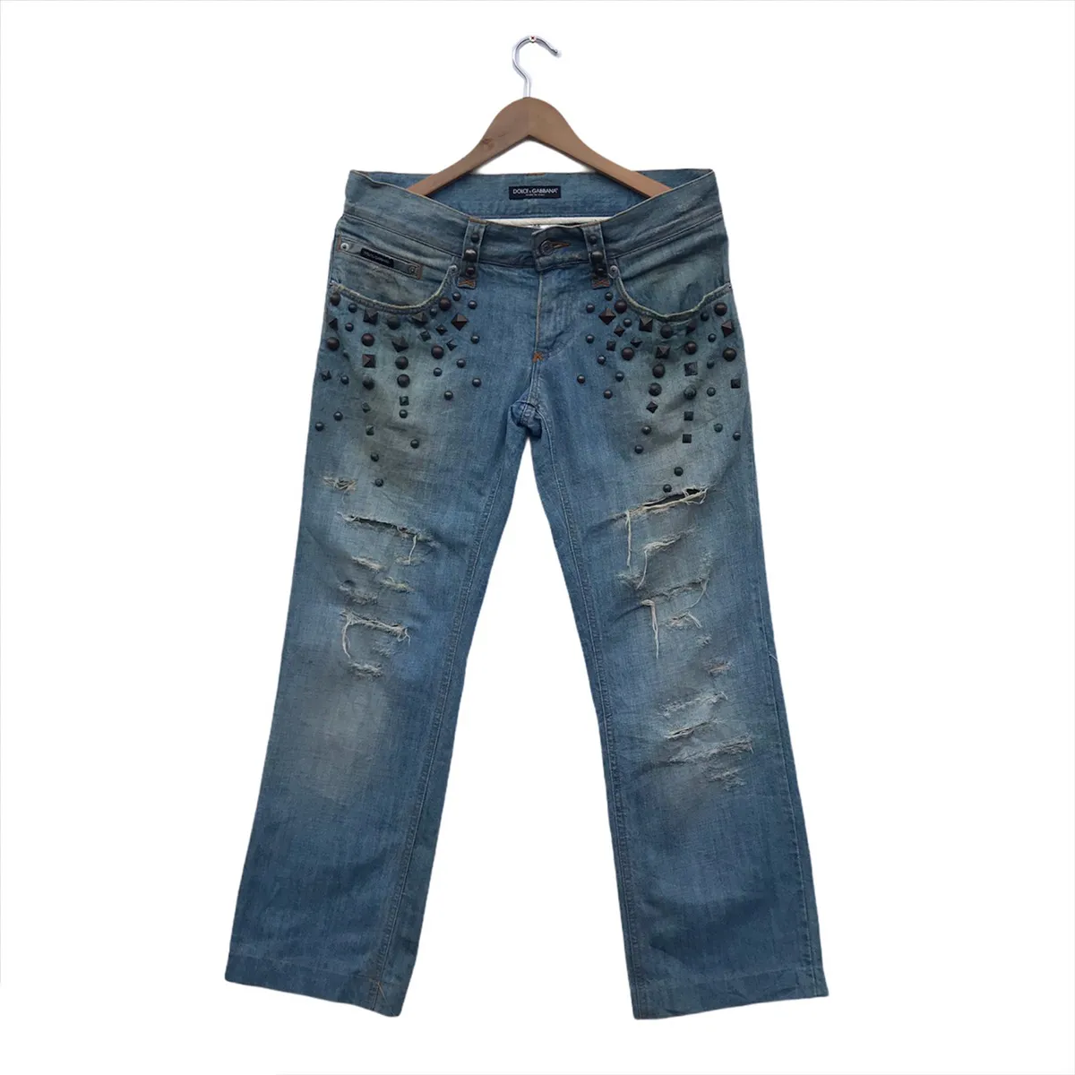 Dolce & Gabbana Distressed Studded Denim