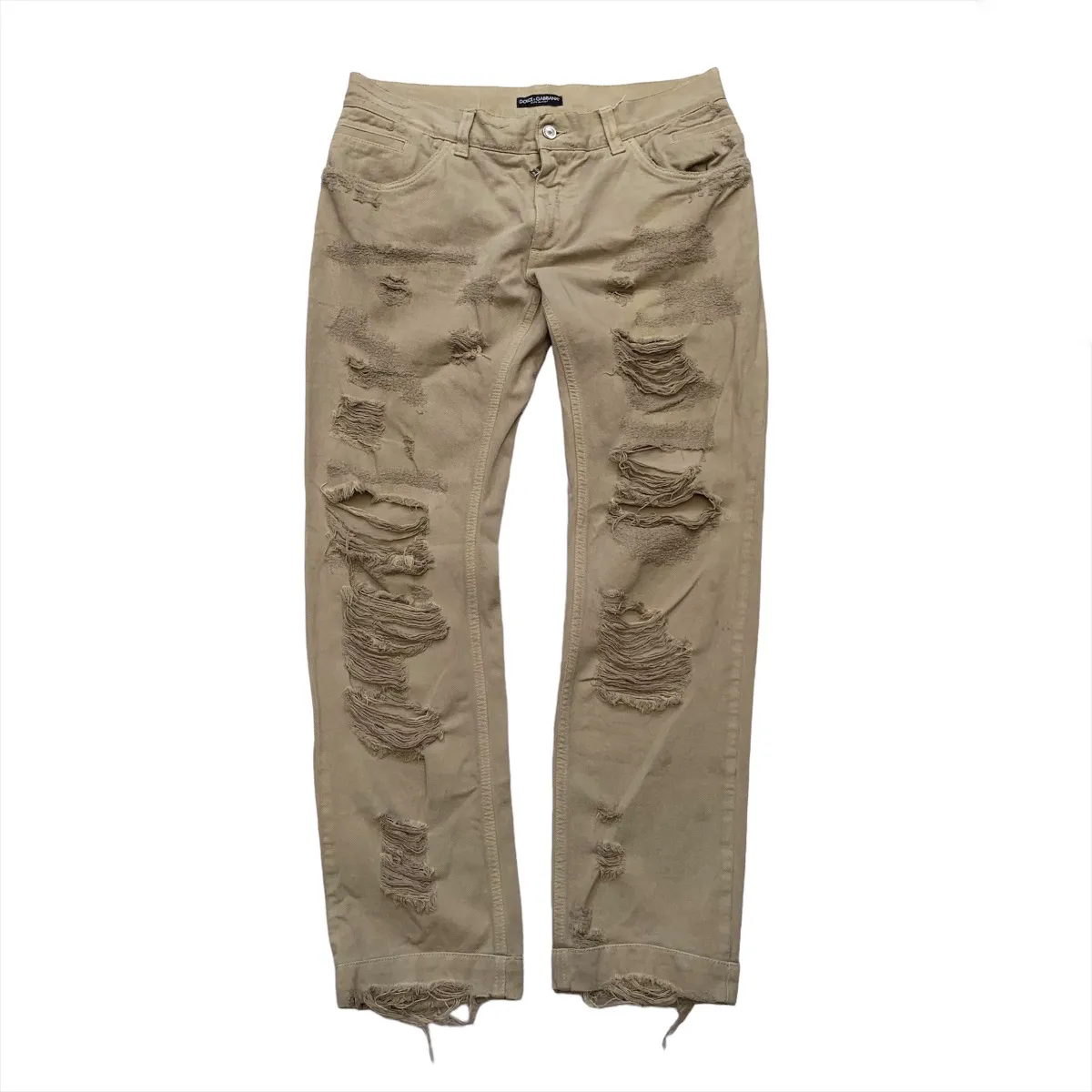 Dolce & Gabbana 14 Gold Beige Distressed Jeans