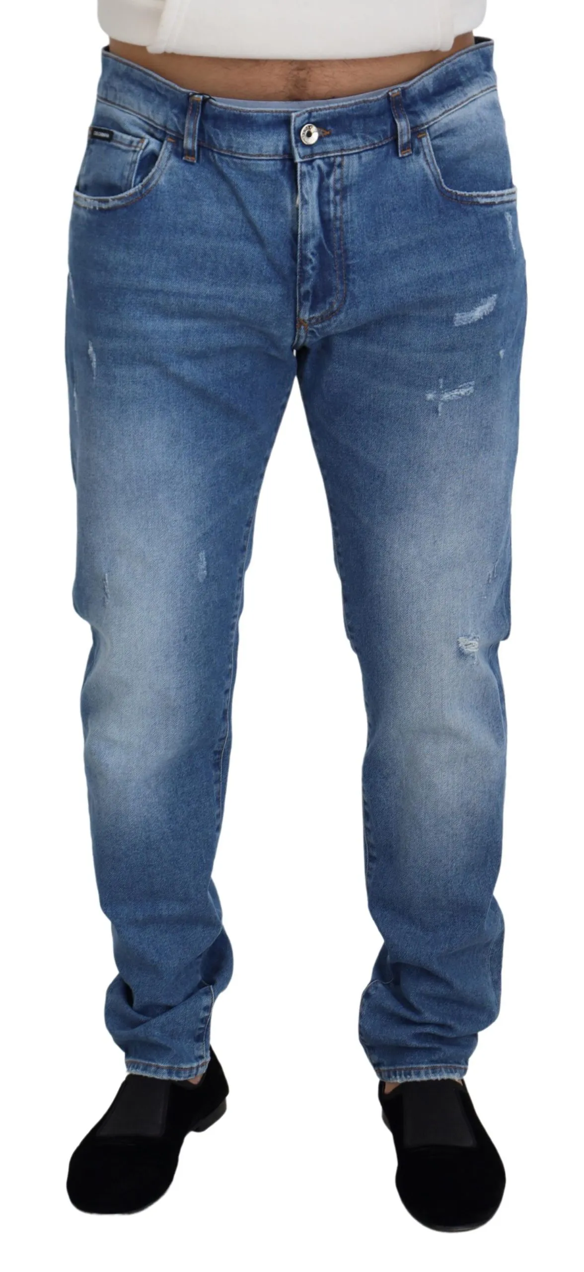 Dolce & Gabbana Blue Washed Cotton Casual Denim Jeans