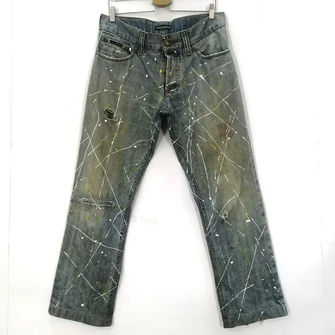 💣 OFFER Vtg DOLCE & GABBANA Custom Art Design Denim Jeans