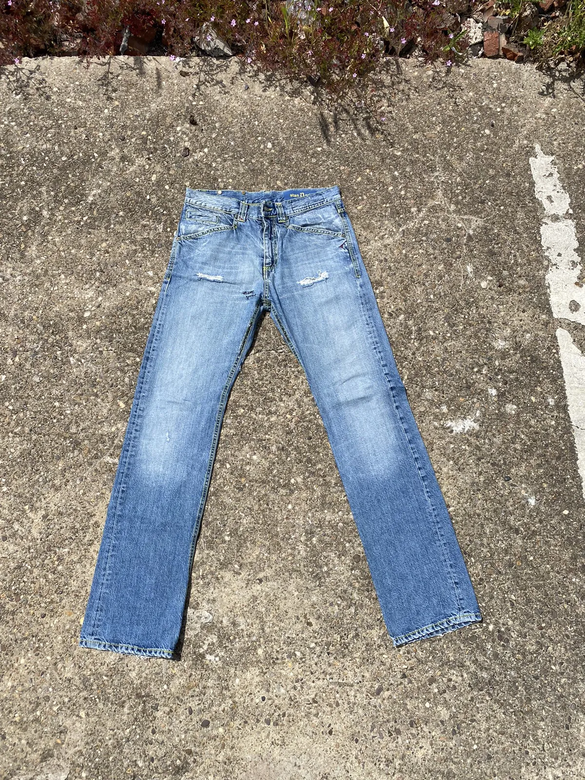 Dondup faux double pocket distressed denim