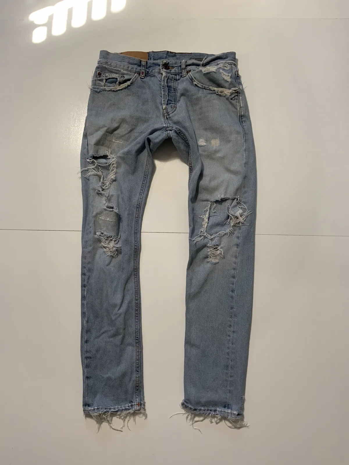 Dondup Made In Italy Mius Distressed Ripped Slim Denim Jeans