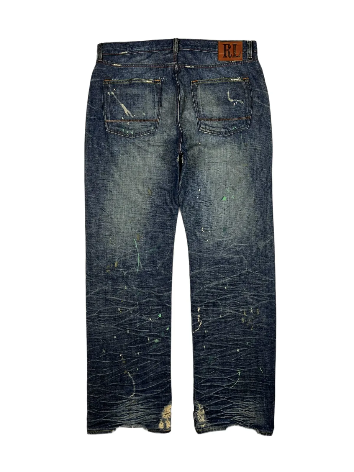 RARE 🔥 Polo Ralph Lauren Distressed Paint Splatter Denim