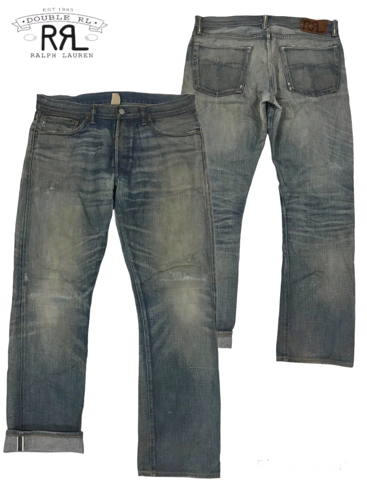 Distress Polo Double RRL Selvedge Denim Jeans Size 33/34