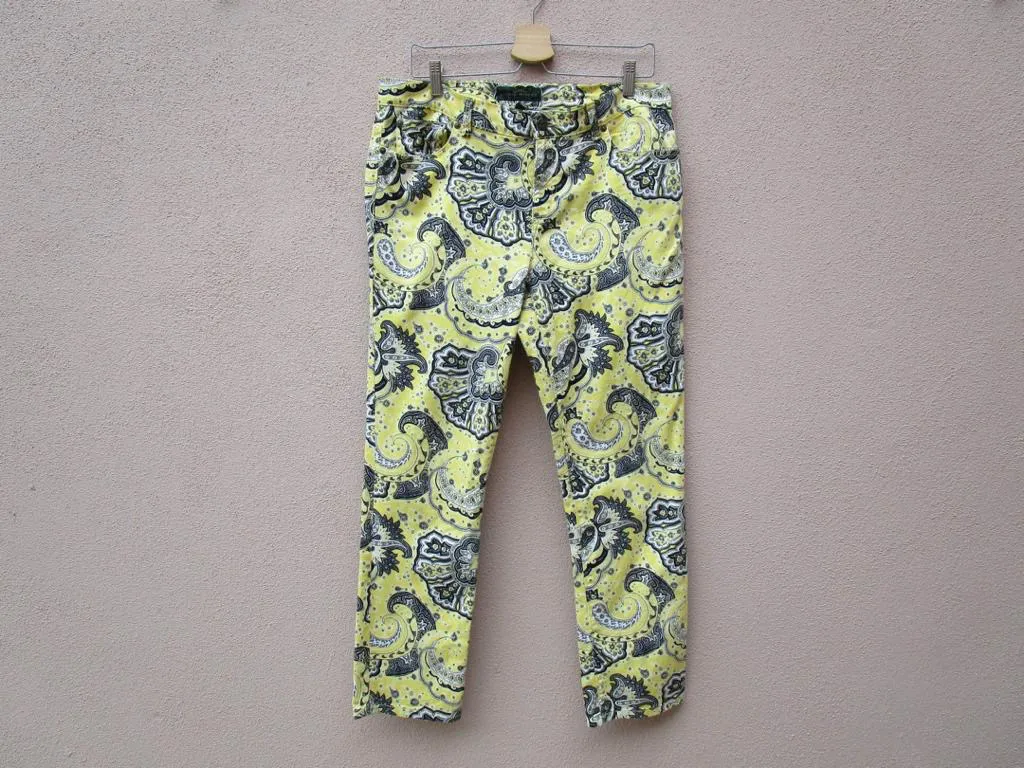 Ralph Laure LRL paisley abstract overprint skinny leg