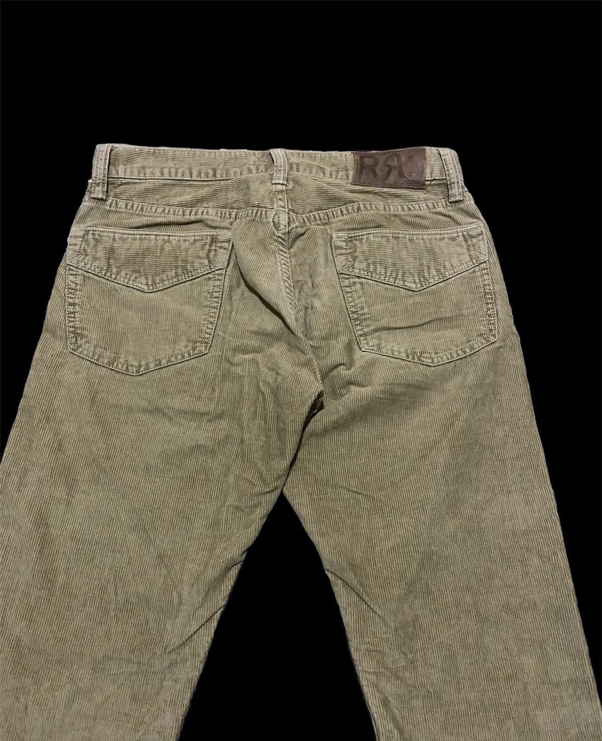 Vtg Polo RRL Corduroy Jeans Cow Leather Patches
