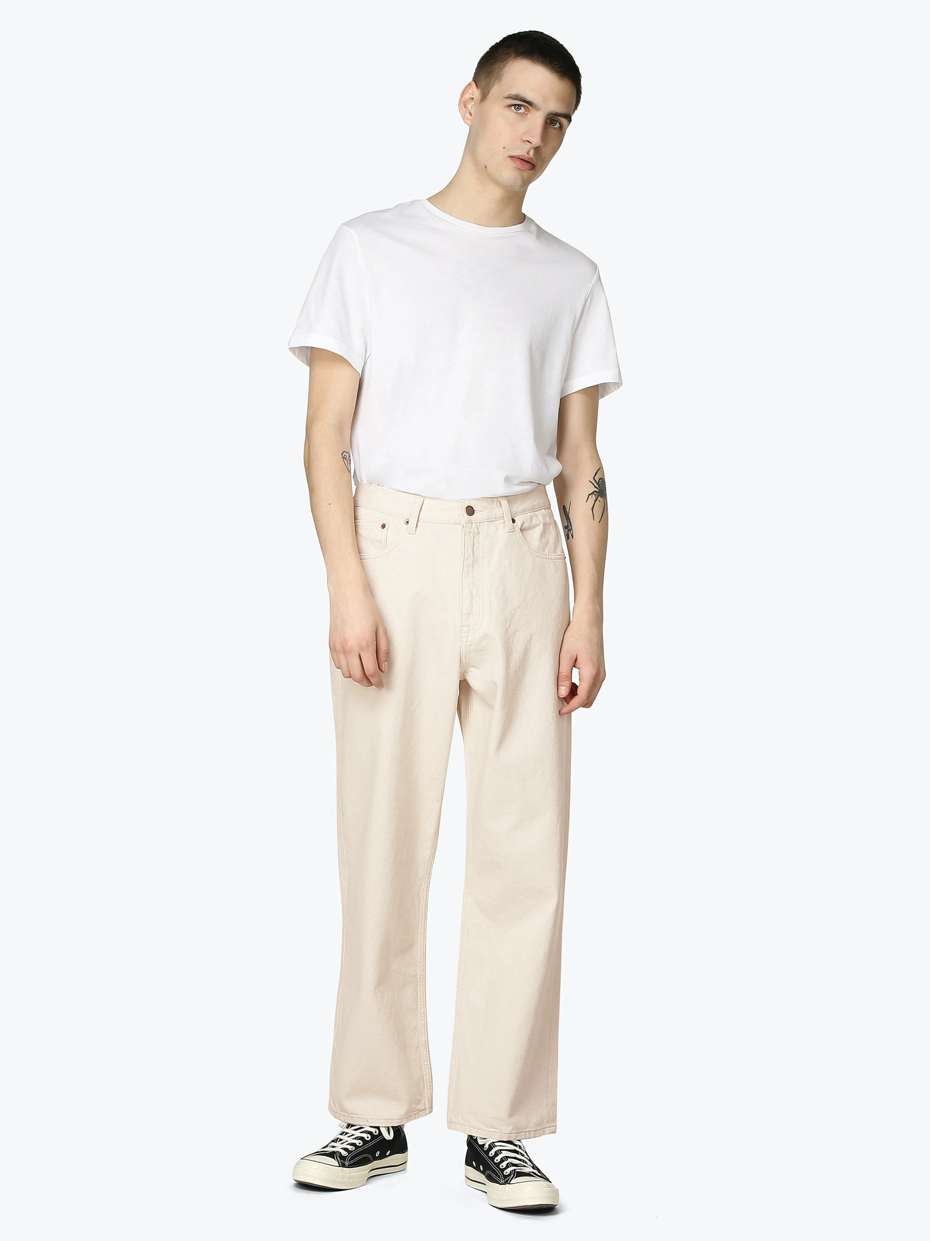 Dr Denim Omar Loose Straight Mid-Rise Jeans Ecru 36 x 32