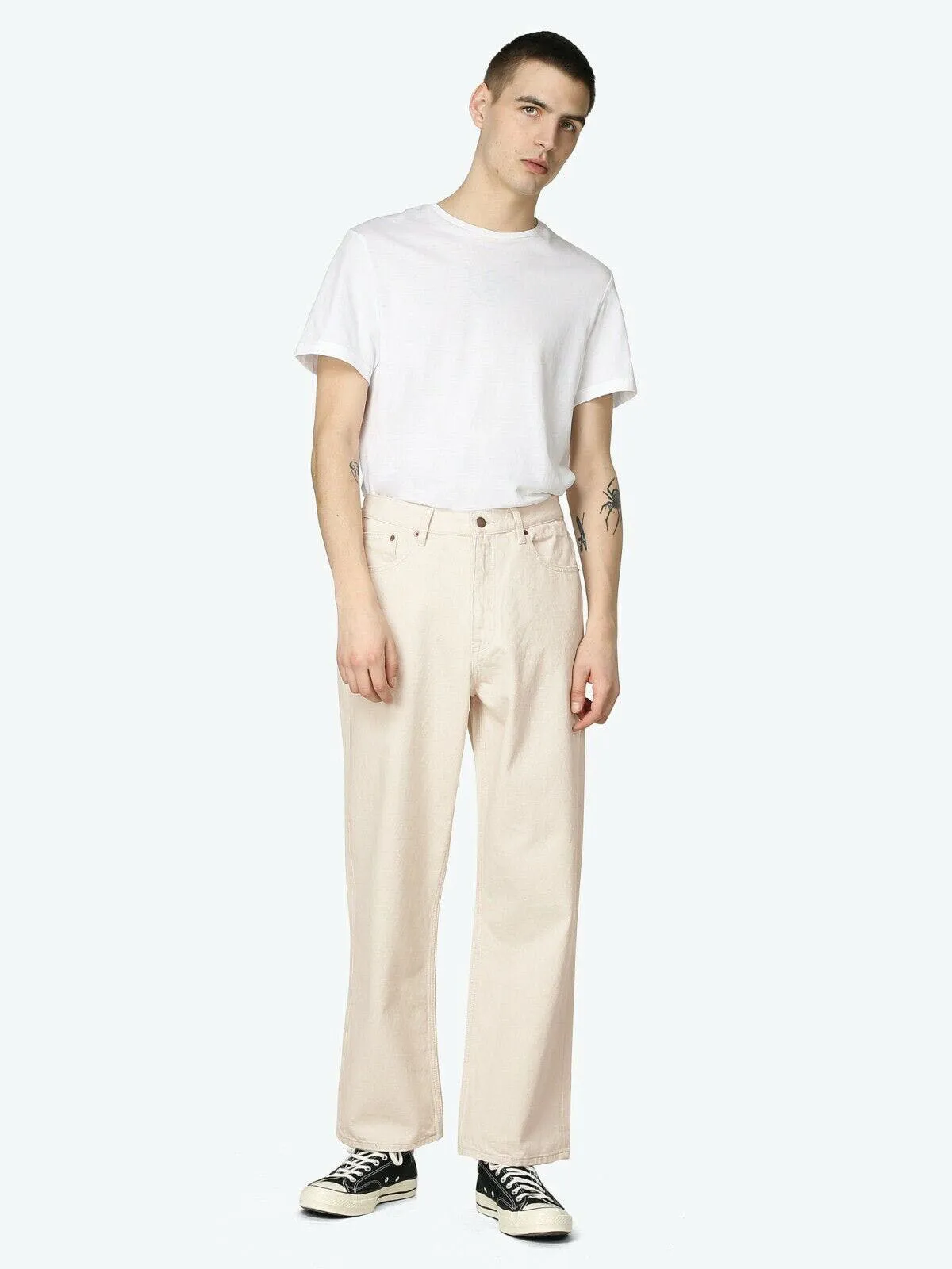 Dr Denim Omar Loose Straight Mid-Rise Jeans Ecru 36 x 32
