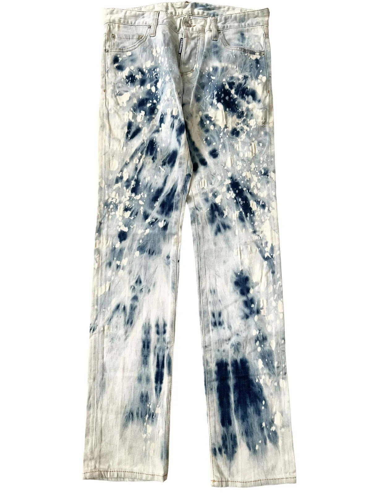 2015 DSQUARED Paint Splatter Acid Wash Denim Jeans