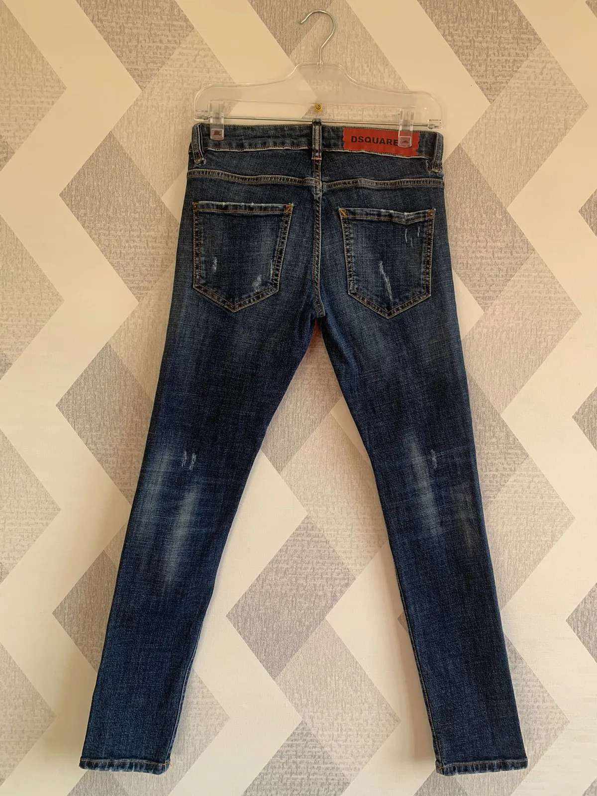 DSQUARED2 DISTRESSED PAINTED DENIM JEANS